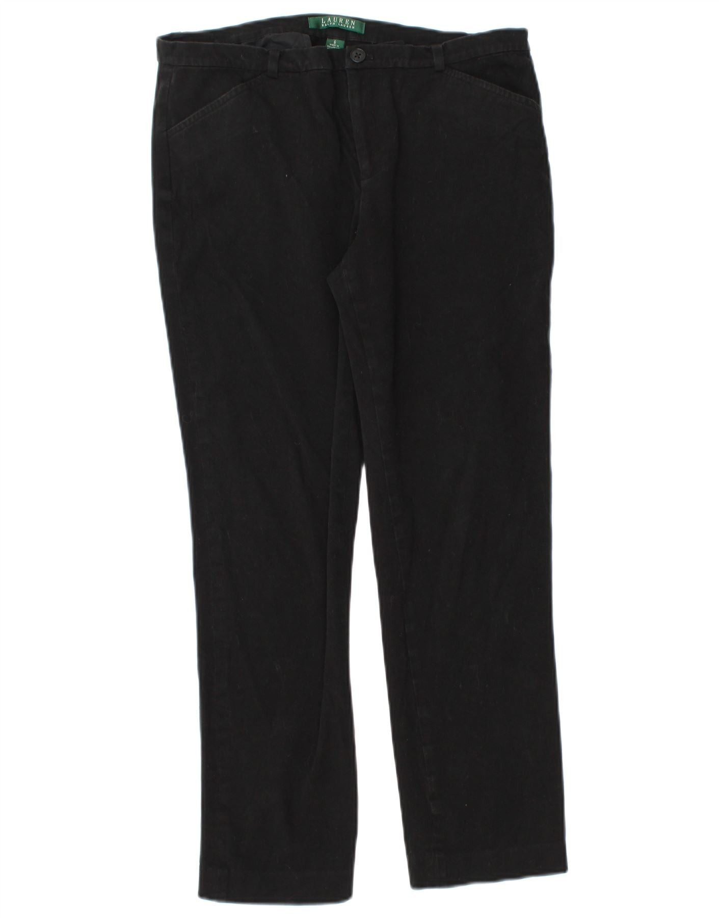 Ralph Lauren Womens Casual Trousers US 6 Medium W28 L25 Black Cotton Size 26" / US 2 / IT 38 - 1 Thumbnail