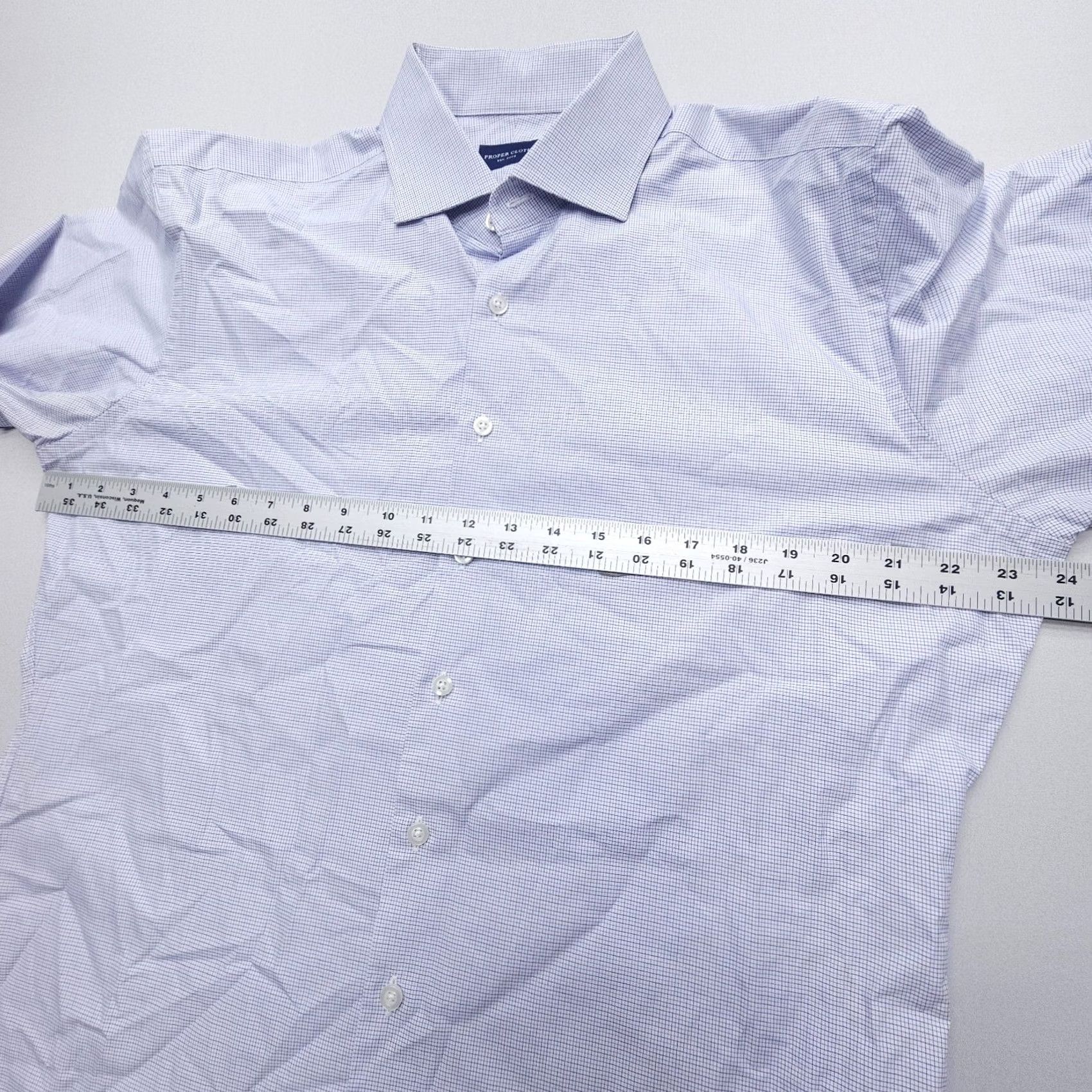 Proper Cloth Proper Cloth Dress Shirt Mens XL Blue Check 100% Cotton Formal Business Size 46R - 7 Thumbnail