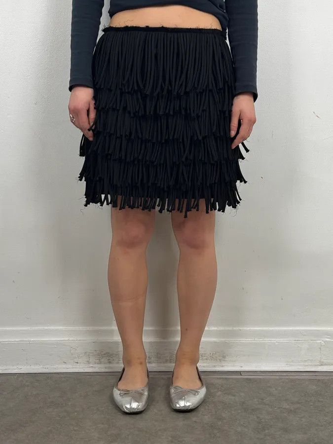 Balmain AW2012 Pierre Balmain Black Fringe Skirt Size 26" / US 2 / IT 38 - 2 Thumbnail