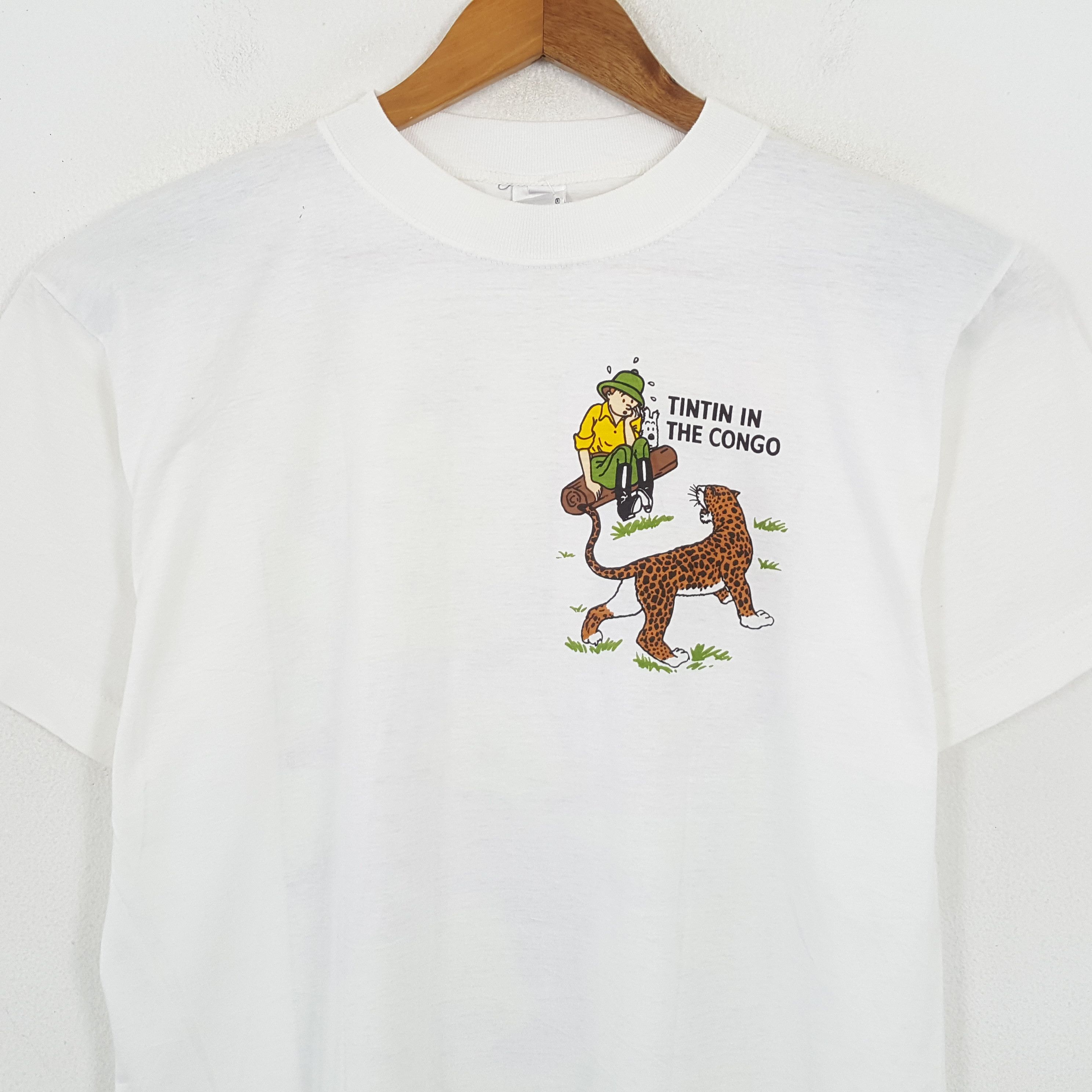Vintage Vintage TINTIN IN THE CONGO American Cartoon Movie T-Shirt Size US L / EU 52-54 / 3 - 4 Thumbnail