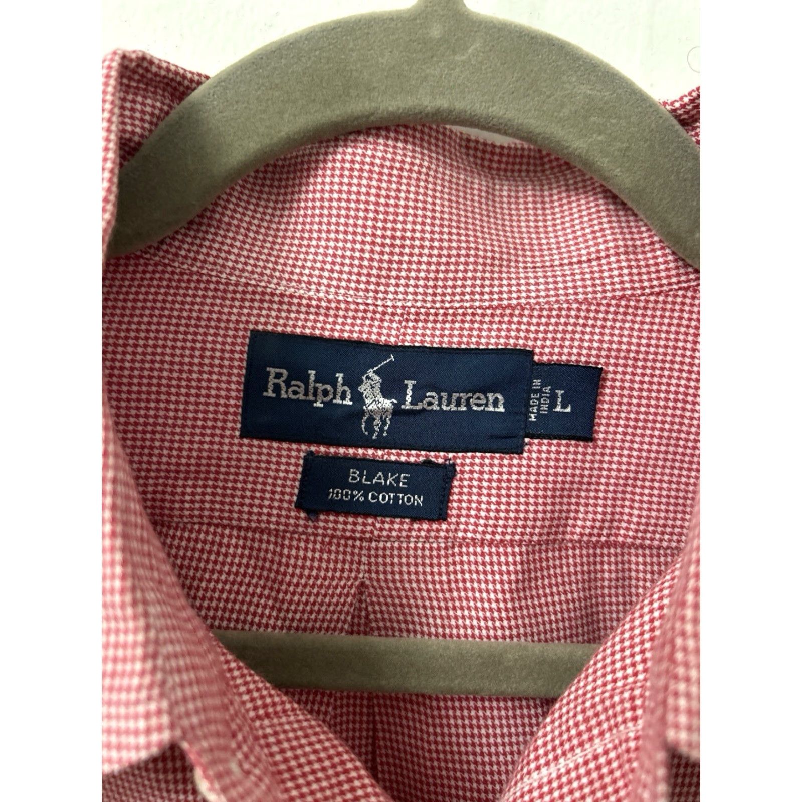 Ralph Lauren VINTAGE Ralph Lauren Blake Shirt Mens L Red Houndstooth Button-Down L/S Regular Collar Pony Embroidered Size US L / EU 52-54 / 3 - 6 Thumbnail