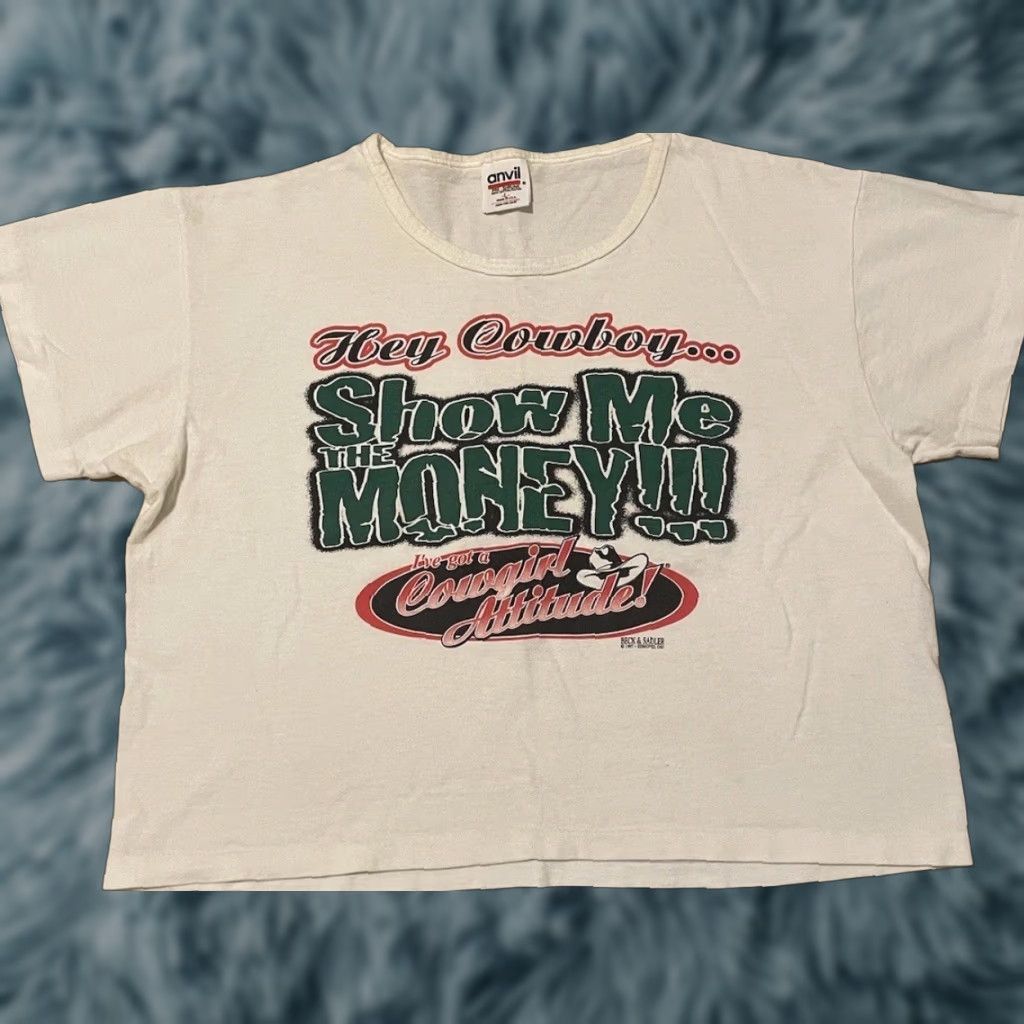 Vintage Vtg 90s Cowgirl Attitude Faded Cropped Shirt White - Single Stitch T-Shirt Womens One Size Cowgirl Joke Vintage 80s 90s Fashion Size ONE SIZE - 1 Thumbnail