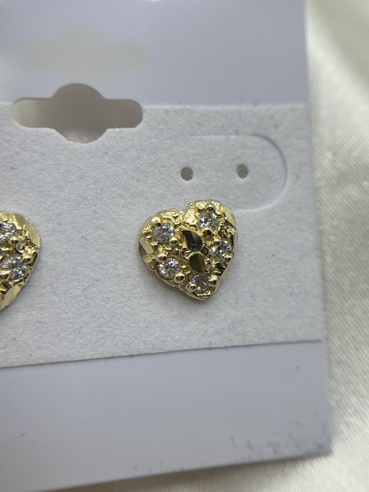 Other 10K Cz Heart Nugget Earrings Size ONE SIZE - 2 Thumbnail