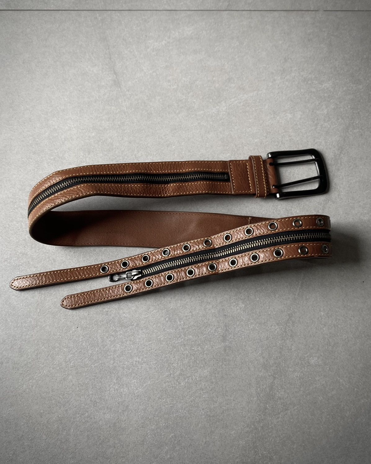 Nicole Club Nicole Club For Men Zipper Leather Belt Size ONE SIZE - 1 Thumbnail