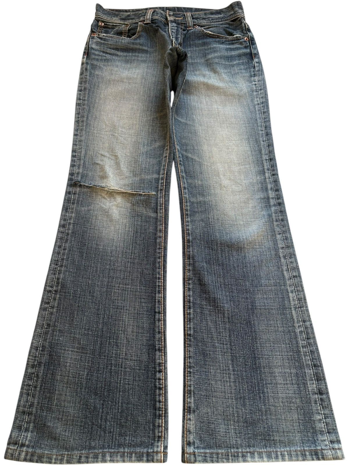 Japanese Brand Vintage Japanese Brand Faded Distressed Rip Flare Jeans Size US 30 / EU 46 - 1 Thumbnail