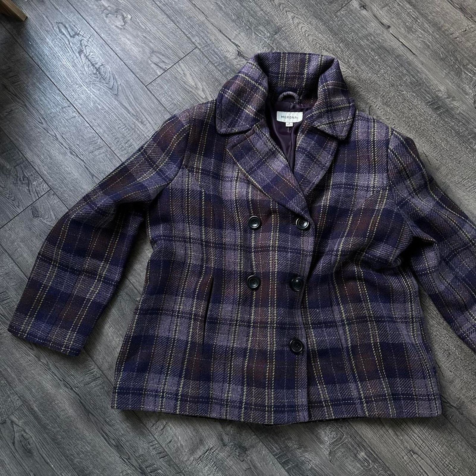 Vintage Vintage Y2K Purple Plaid Double Brest Peacoat Blazer Jacket Size XL / US 12-14 / IT 48-50 - 6 Thumbnail