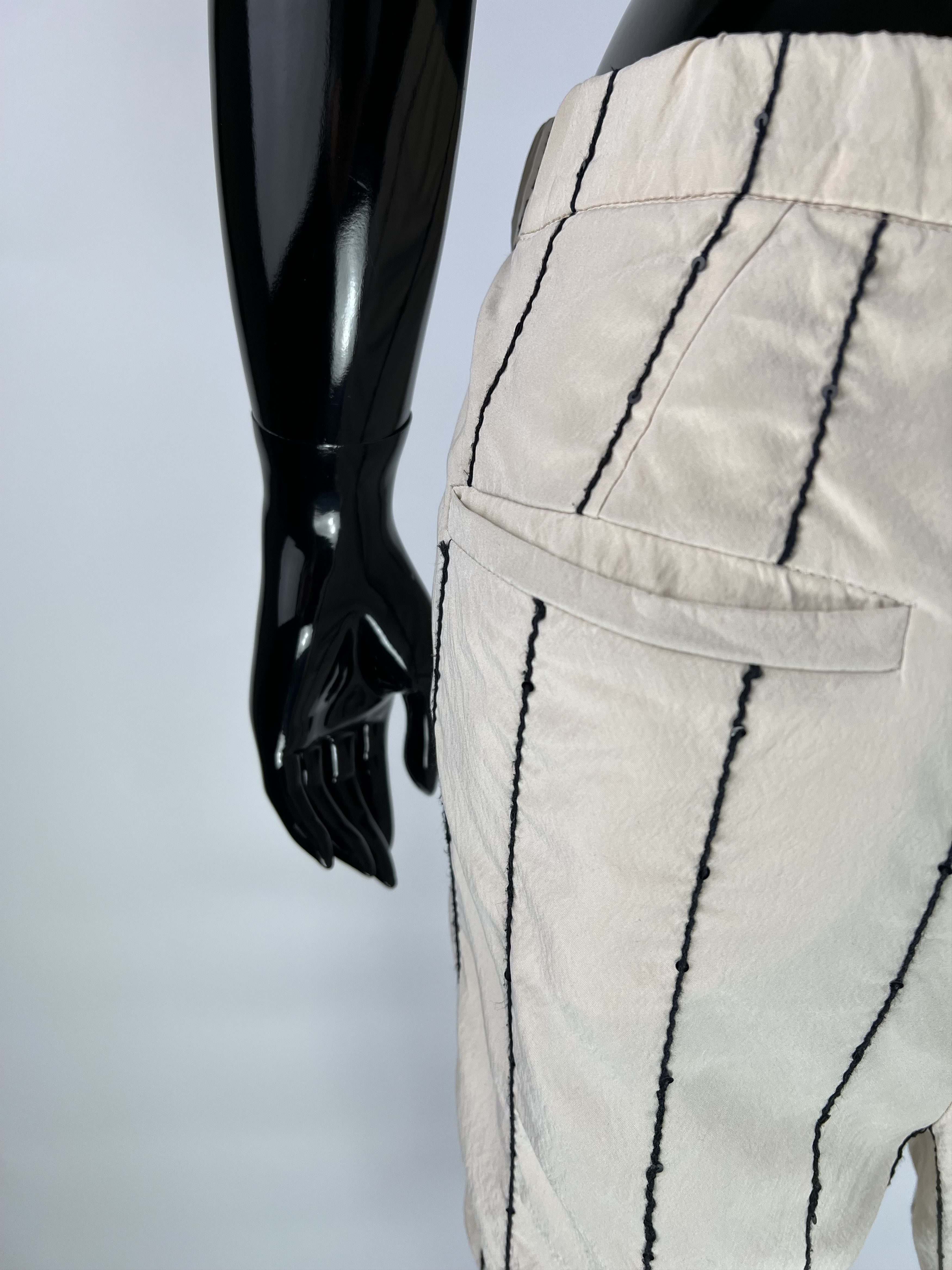 Brunello Cucinelli Brunello Cucinelli Womens Striped Sequin Silk Pants IT44 Size 30" / US 8 / IT 44 - 5 Thumbnail