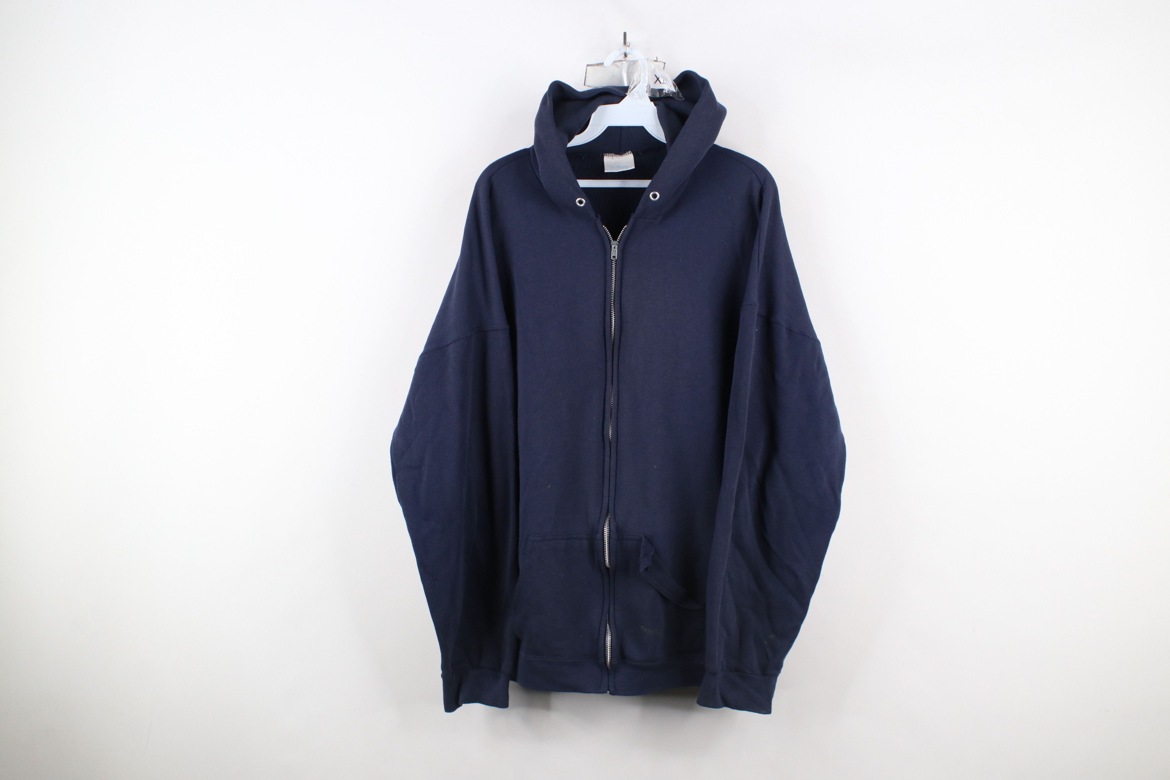 Vintage Vintage 90s Streetwear Blank Full Zip Hoodie Sweatshirt USA Size US XXL / EU 58 / 5 - 1 Thumbnail