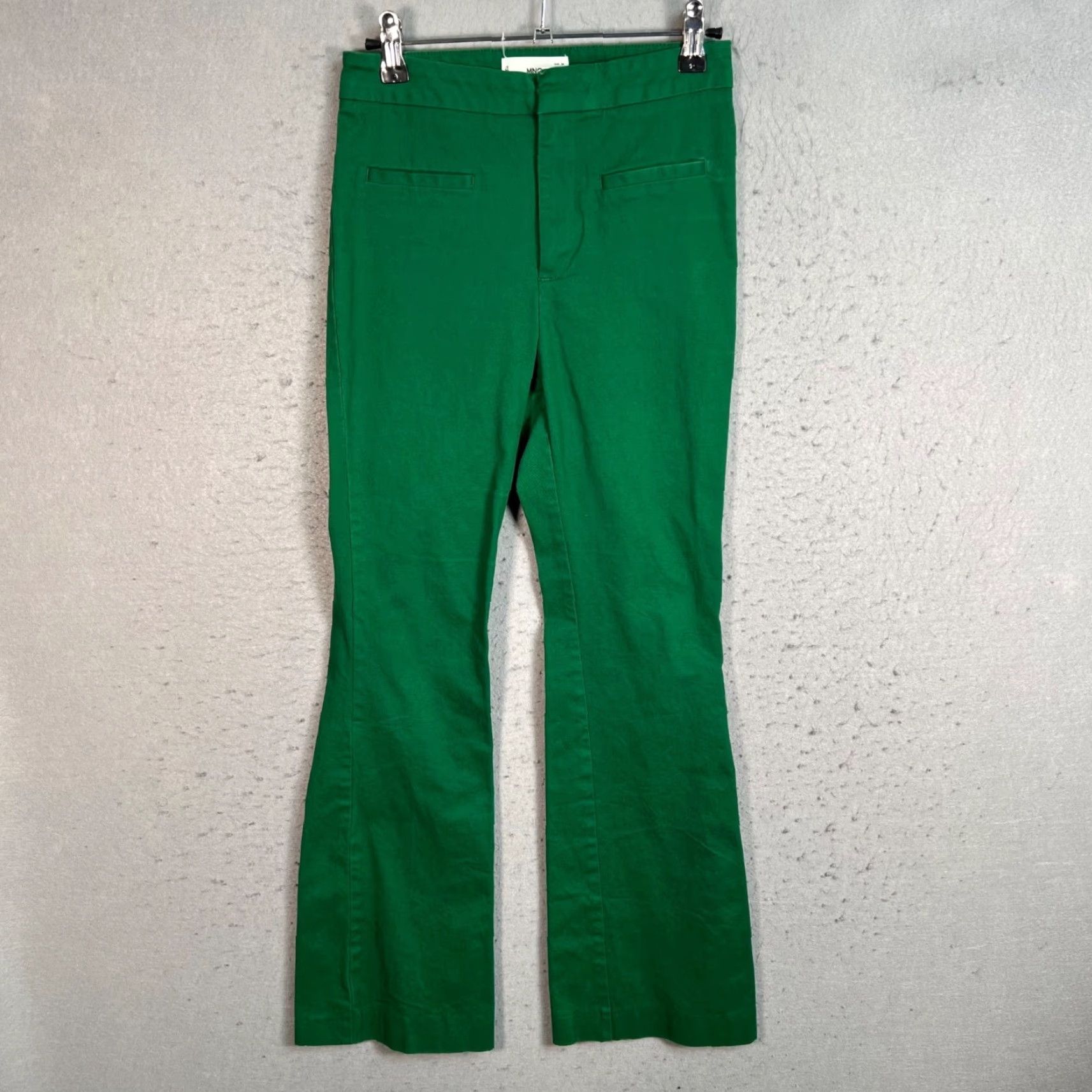 Mango Mango MNG Womens Flared Pants Size 2 Green Cotton Blend Size 26" / US 2 / IT 38 - 2 Thumbnail