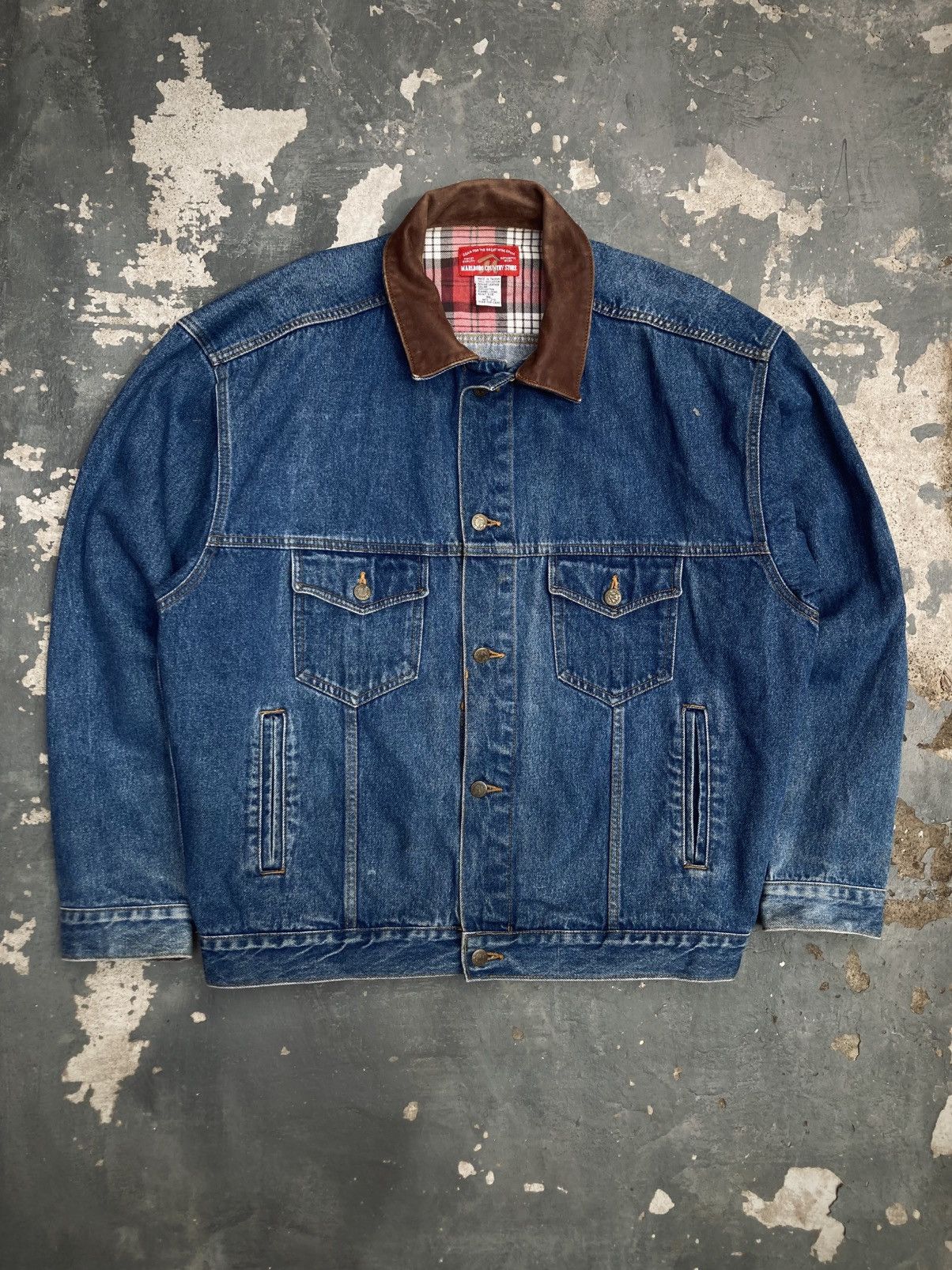 Marlboro Vintage Marlboro Denim & Leather Trucker Jacket Size US XL / EU 56 / 4 - 1 Thumbnail