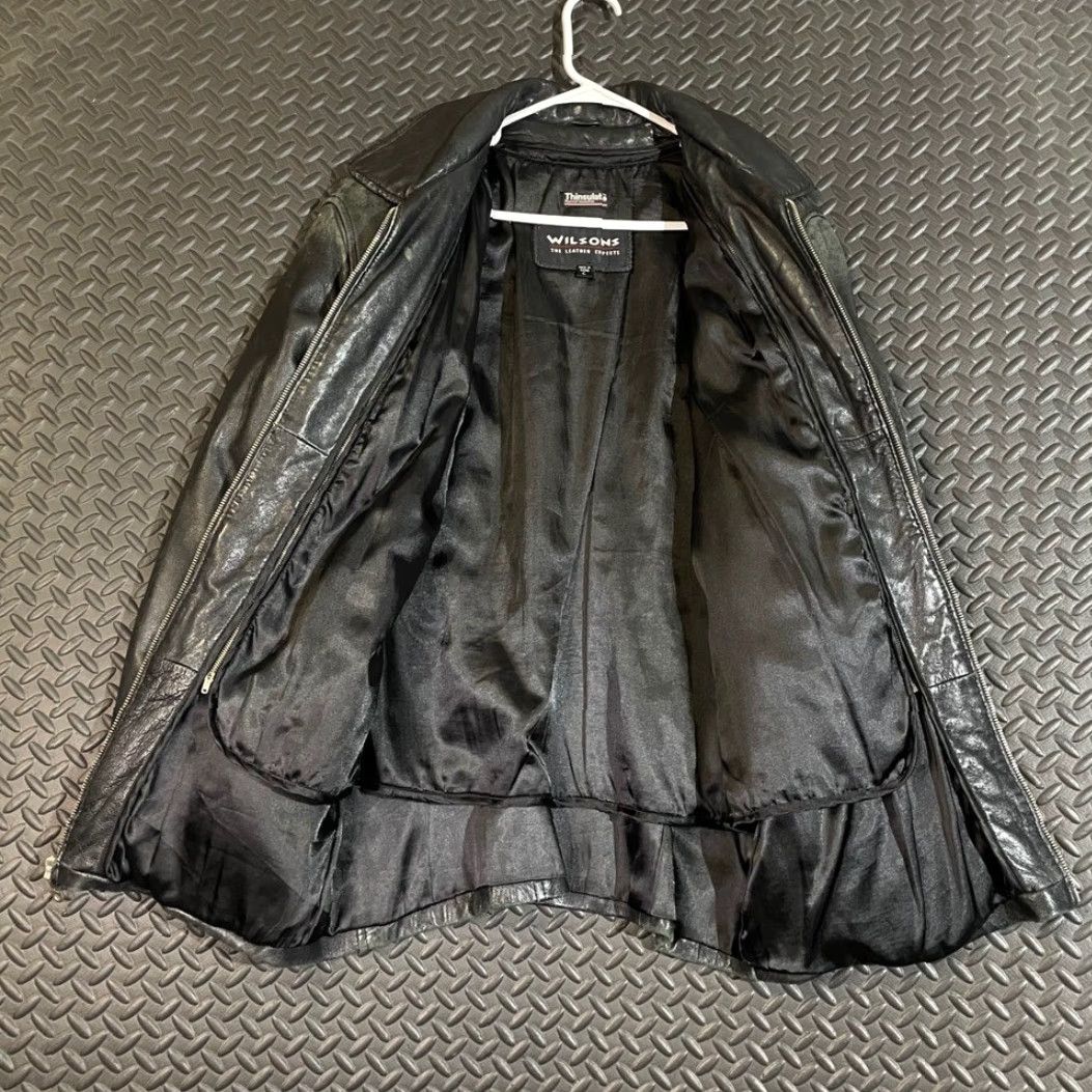 Vintage Wilsons Leather Black Full Zip Leather Thinsulate Jacket Women Size Large L Regular Women Black Full Zip Leather Thinsulate Jacket Size L / US 10 / IT 46 - 6 Thumbnail