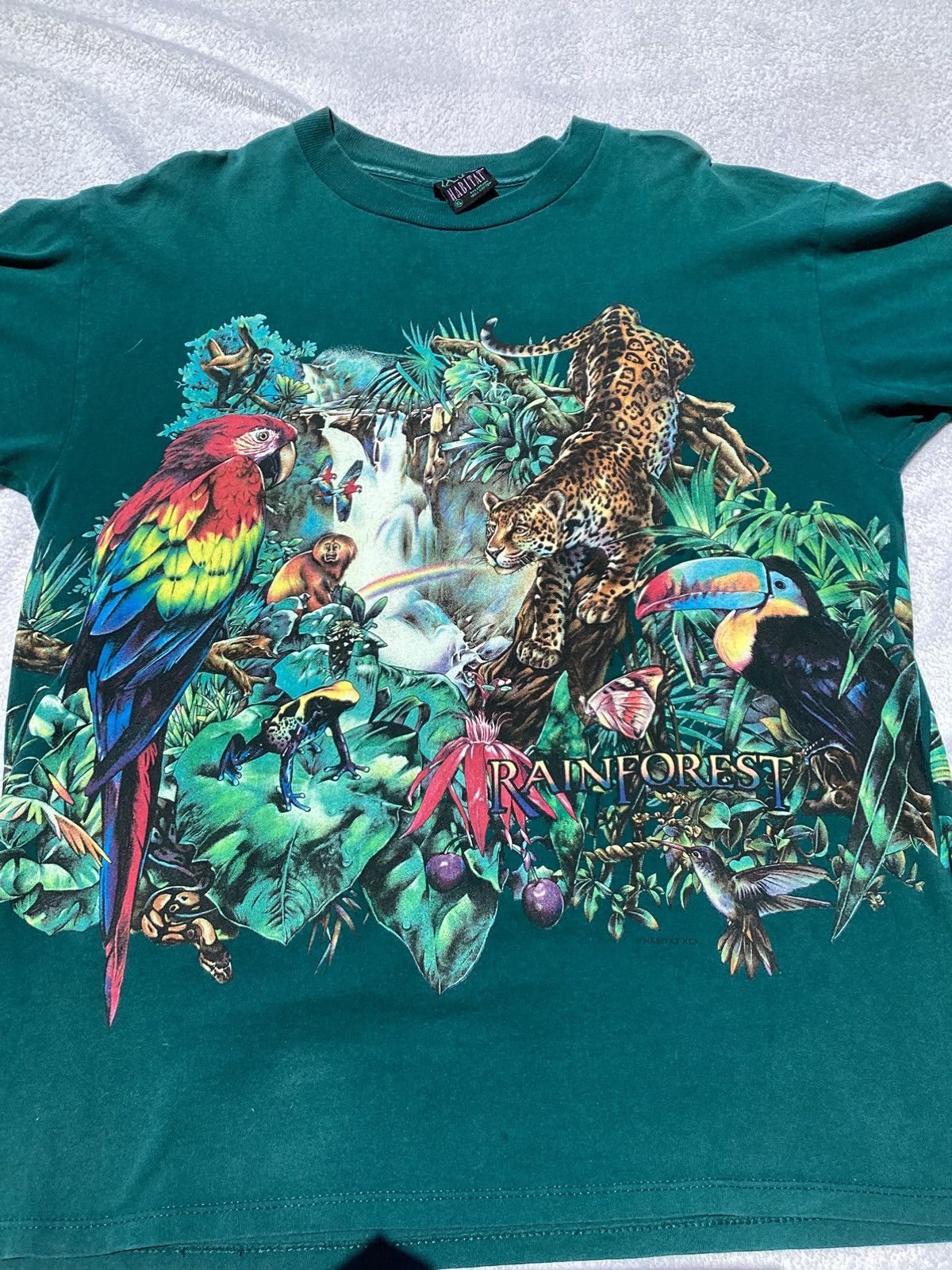 Vintage Vtg 90s rainforest aop green single stitch habitat Tee Size US XL / EU 56 / 4 - 2 Thumbnail