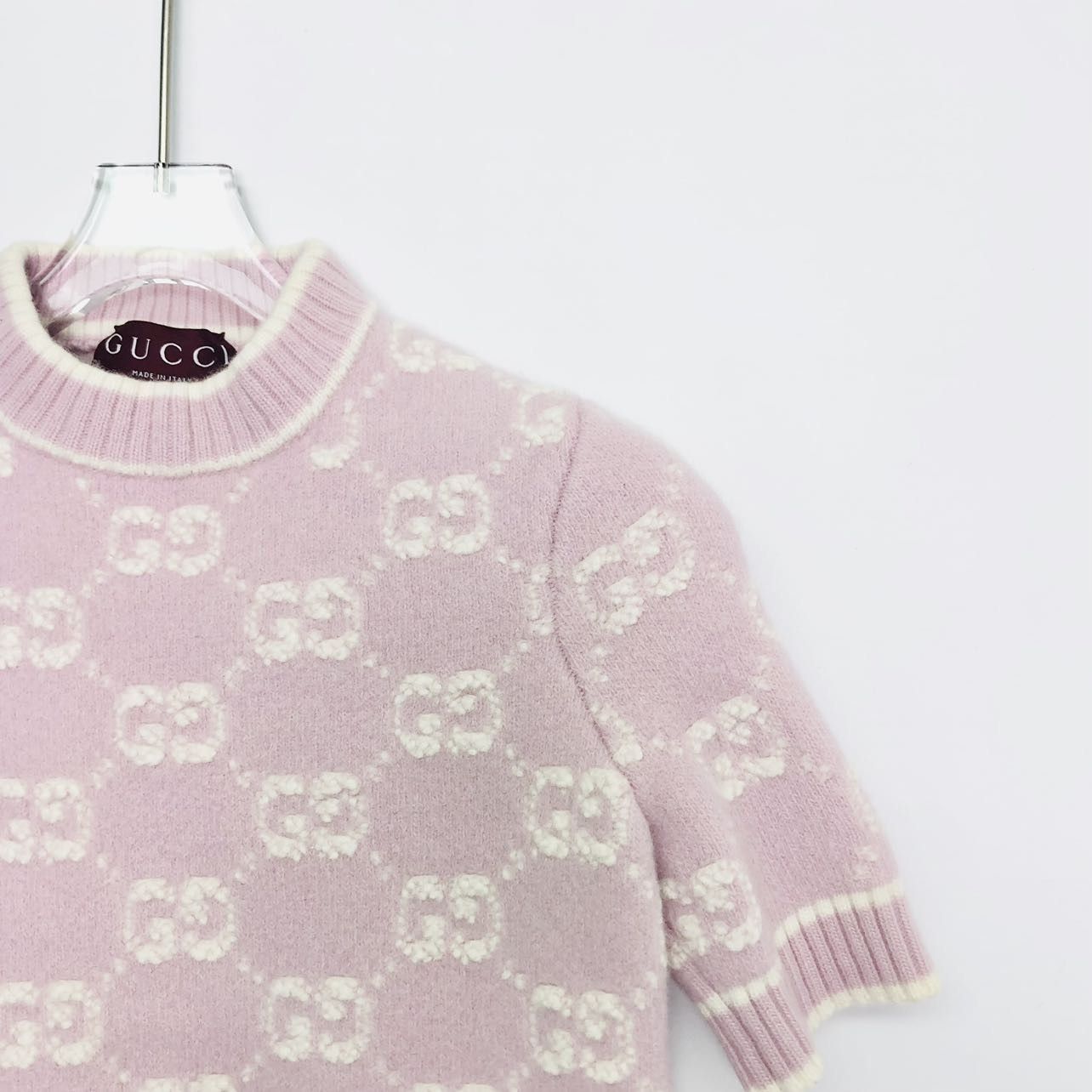 Gucci Gucci Pink Jacquard Wool Short Sleeve Sweater K26WX Size XS / US 0-2 / IT 36-38 - 3 Thumbnail