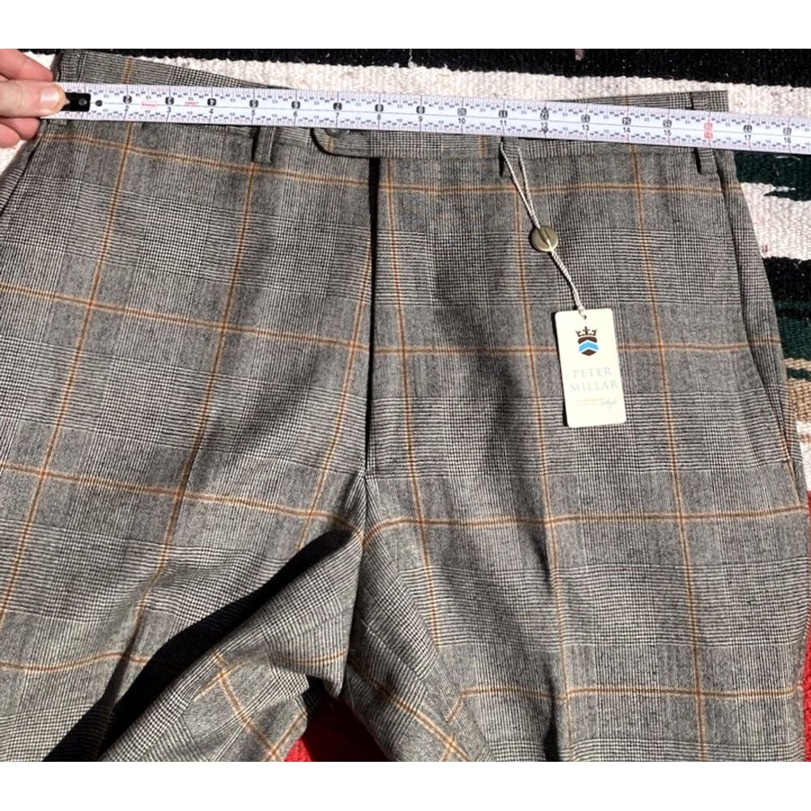 Peter Millar NWT Peter Millar Dress Pants Mens 32 Wool Cashmere Plaid Unhemmed Made In Italy Pants Brown Straight Front Mens Regular Size US 32 / EU 48 - 6 Thumbnail