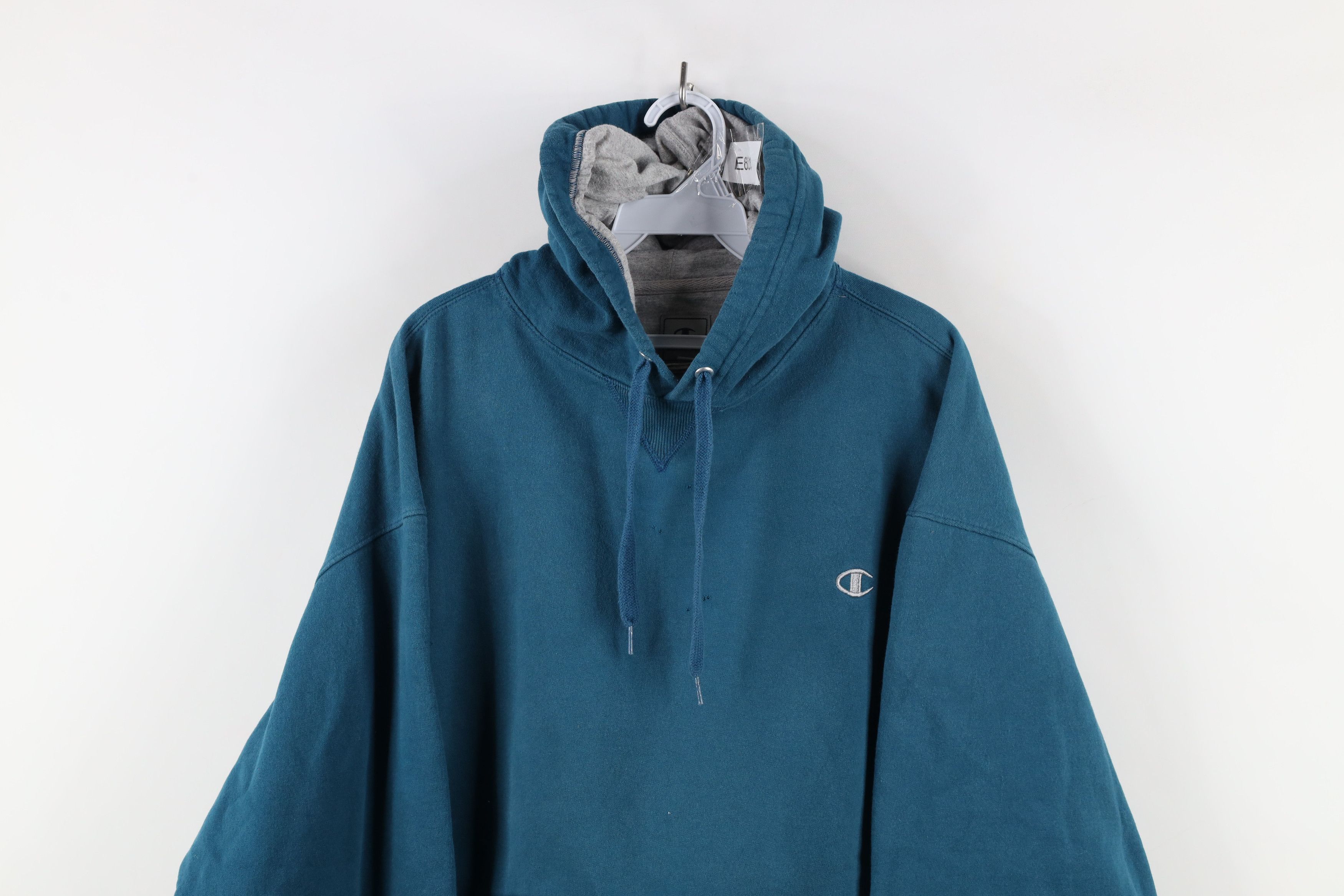 Champion × Vintage Vintage 90s Champion Classic Logo Hoodie Sweatshirt Blue Size US XL / EU 56 / 4 - 2 Thumbnail