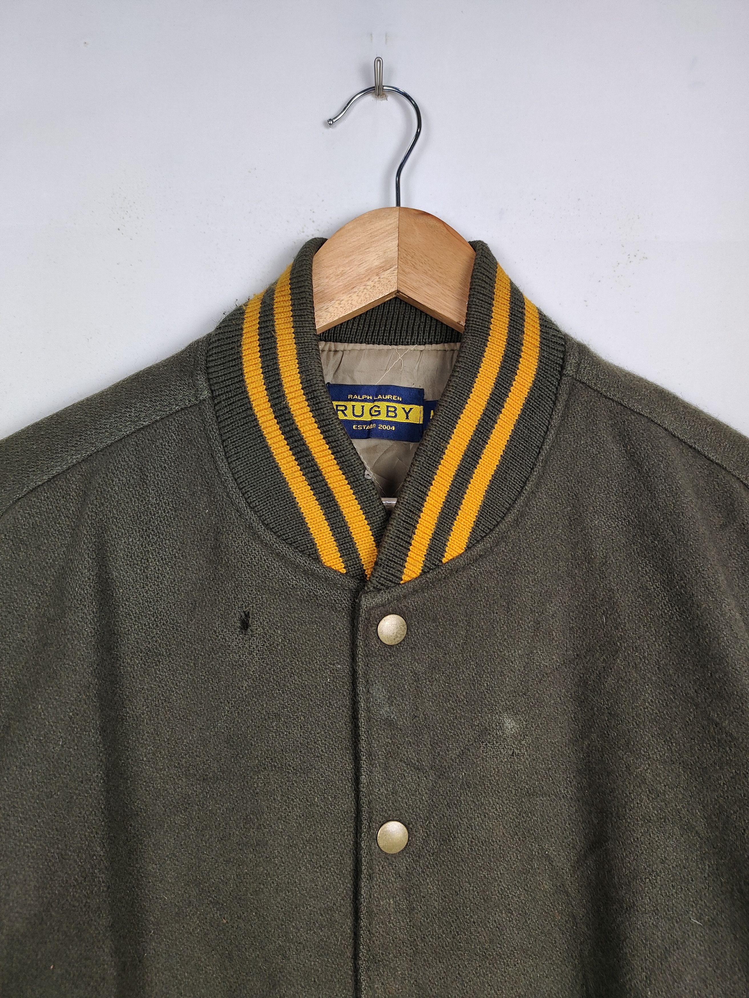 Ralph Lauren × Vintage Vintage Ralph Lauren Rugby Leather Varsity Jacket Size US M / EU 48-50 / 2 - 2 Thumbnail