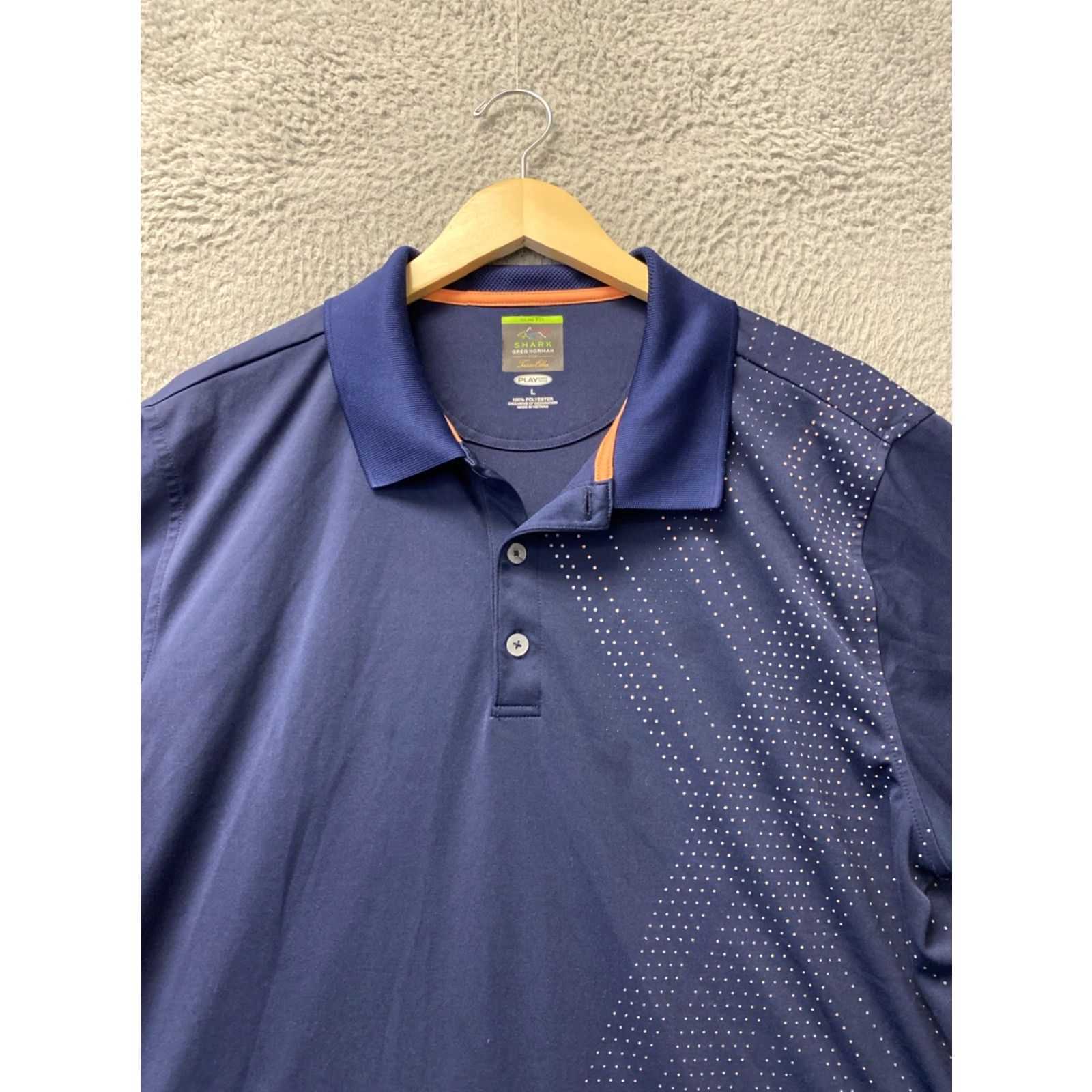 Vintage Greg Norman Men's L Performance Golf Polo UPF Navy Shark 121-17 / Trade Size US L / EU 52-54 / 3 - 3 Thumbnail