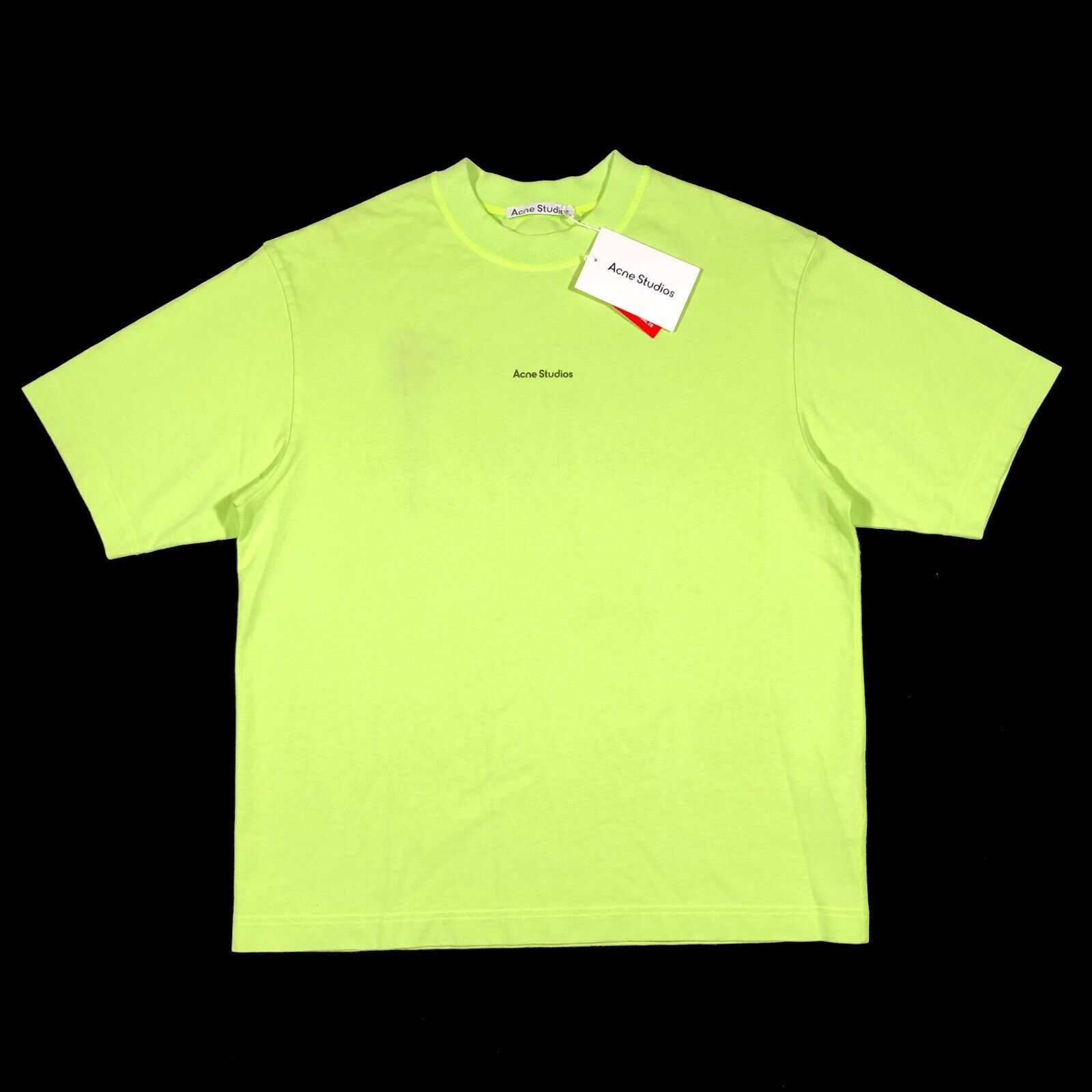 New Acne Studios Fluo Green Logo Tee size Small S Oversized