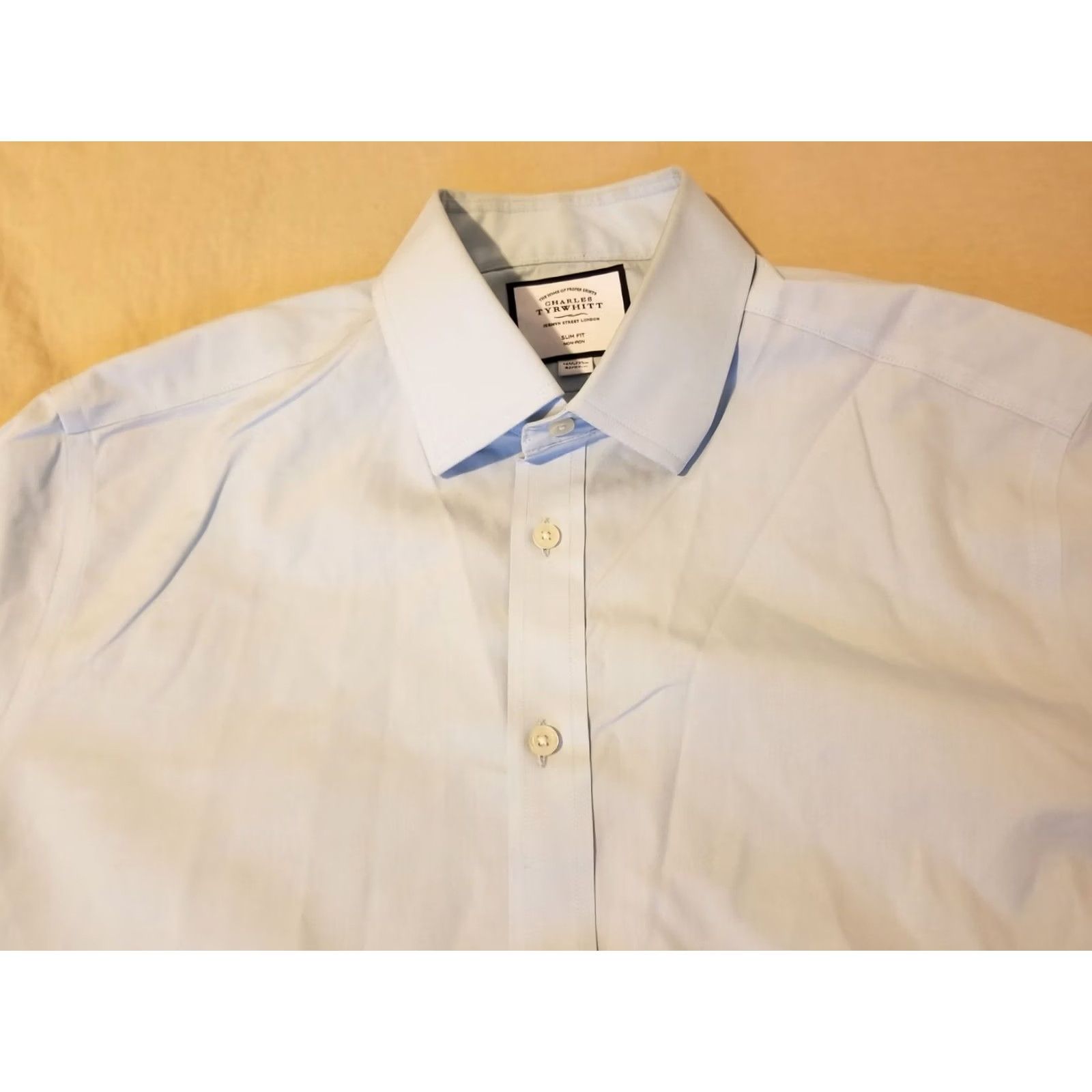Charles Tyrwhitt Mens Charles Tyrwhitt Dress Shirt Slim Blue Cotton 16.5 35 Button Long Sleeve Regular 2609 Mens Women? Size 46R - 2 Thumbnail