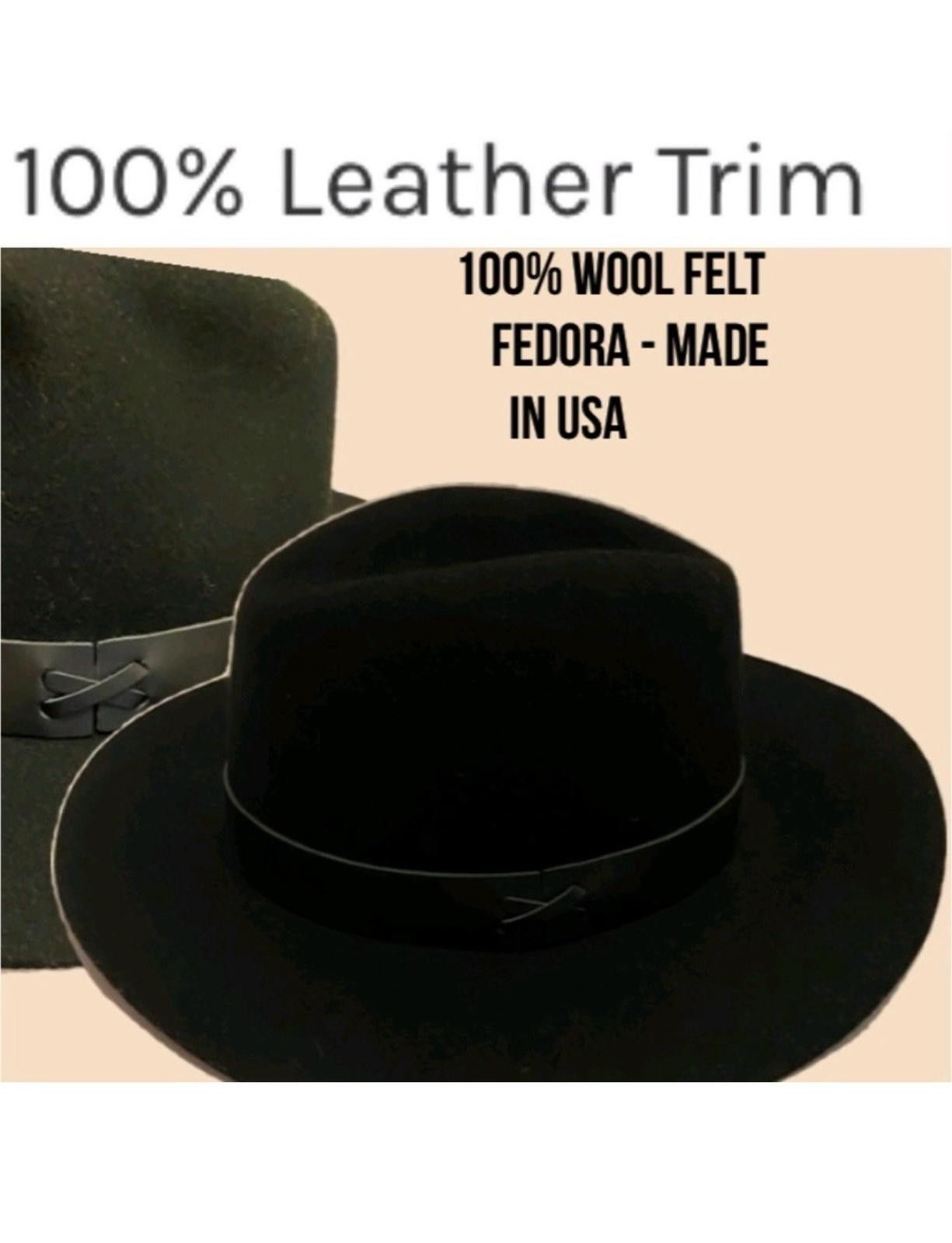 Other NWT Hat Attack 100% Wool Felt Fedora Leather Trim Black Hat Size ONE SIZE - 3 Thumbnail