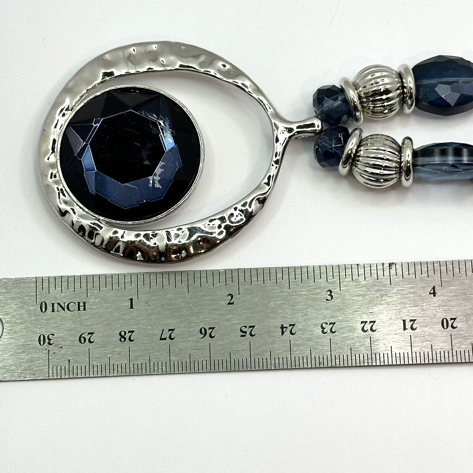 Other C 1946 Signed VTG Statement Necklace SilverChain Cobalt Blue Size ONE SIZE - 2 Thumbnail