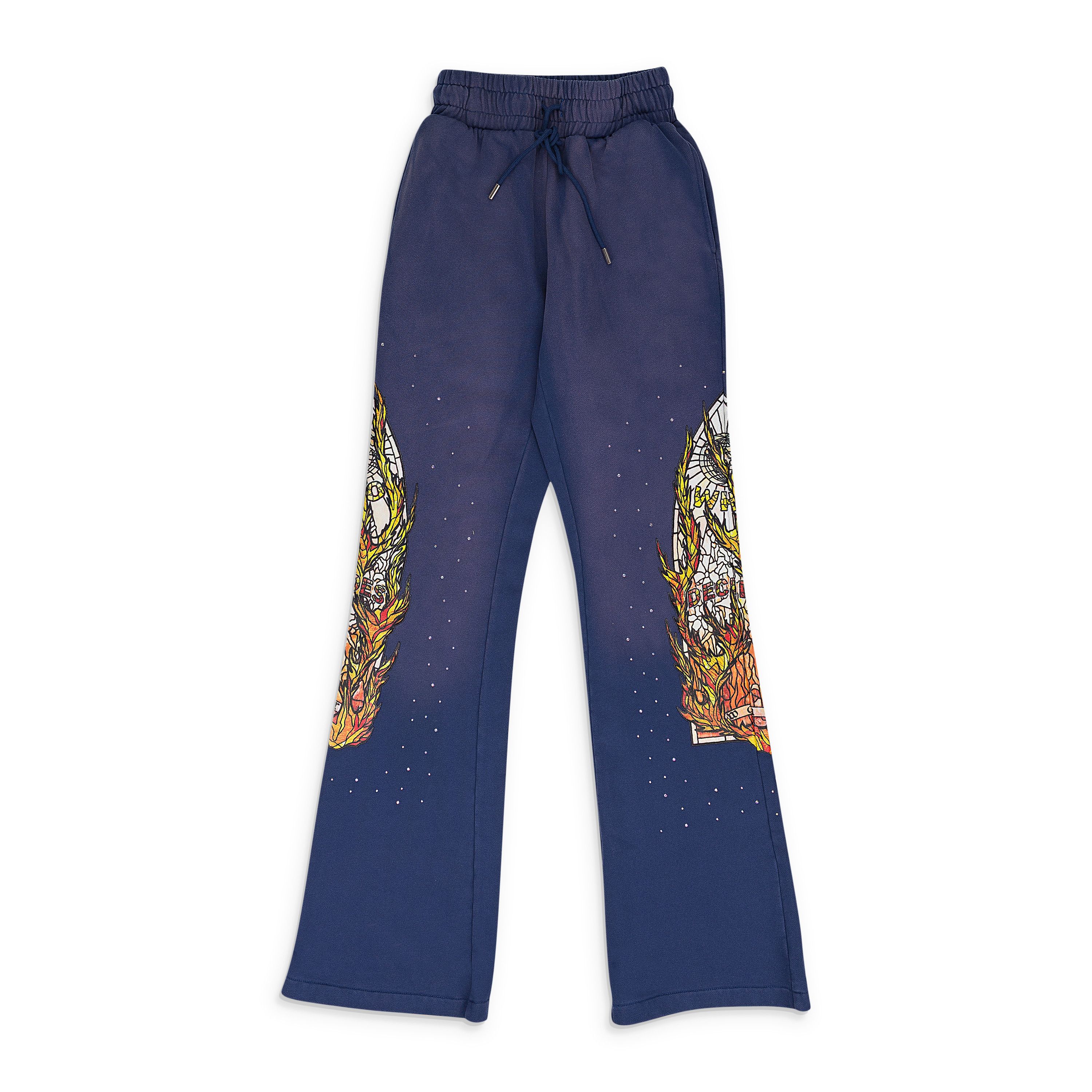 Who Decides War INDIGO FLAME GLASS SWEATPANTS SIZE 40