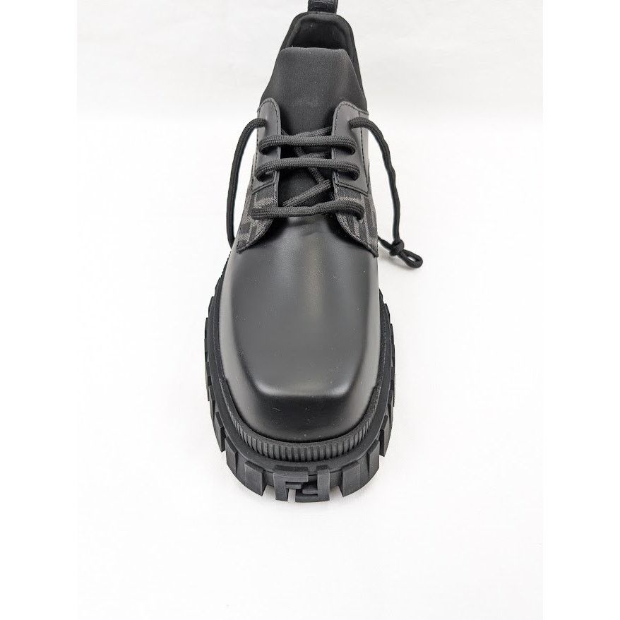 Fendi o1rshd1 Men's Lace Up Fabric Calf Leather Boots Shoe in Nero Size US 11 / EU 44 - 7 Thumbnail