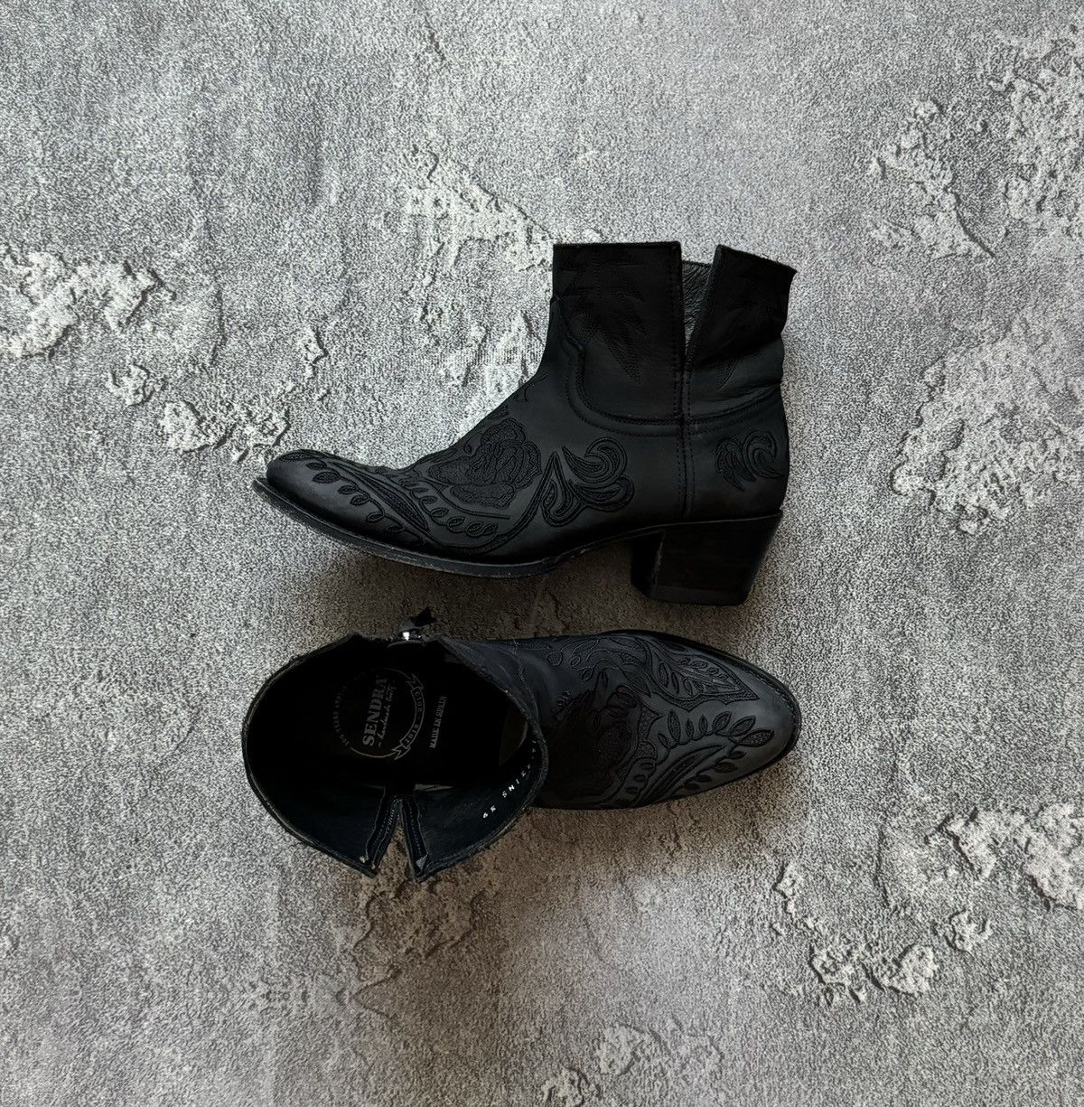 Sendra × Vintage Sendra 39 Wmns black leather cowboy boots hi top Size US 9 / IT 39 - 1 Thumbnail