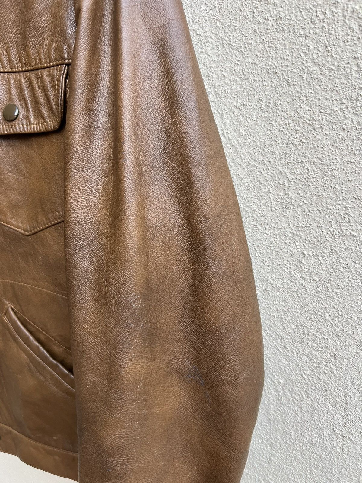 Leather Vintage 60s 70s Lakeland Patina Brown Trucker Leather Jacket Size US M / EU 48-50 / 2 - 10 Thumbnail