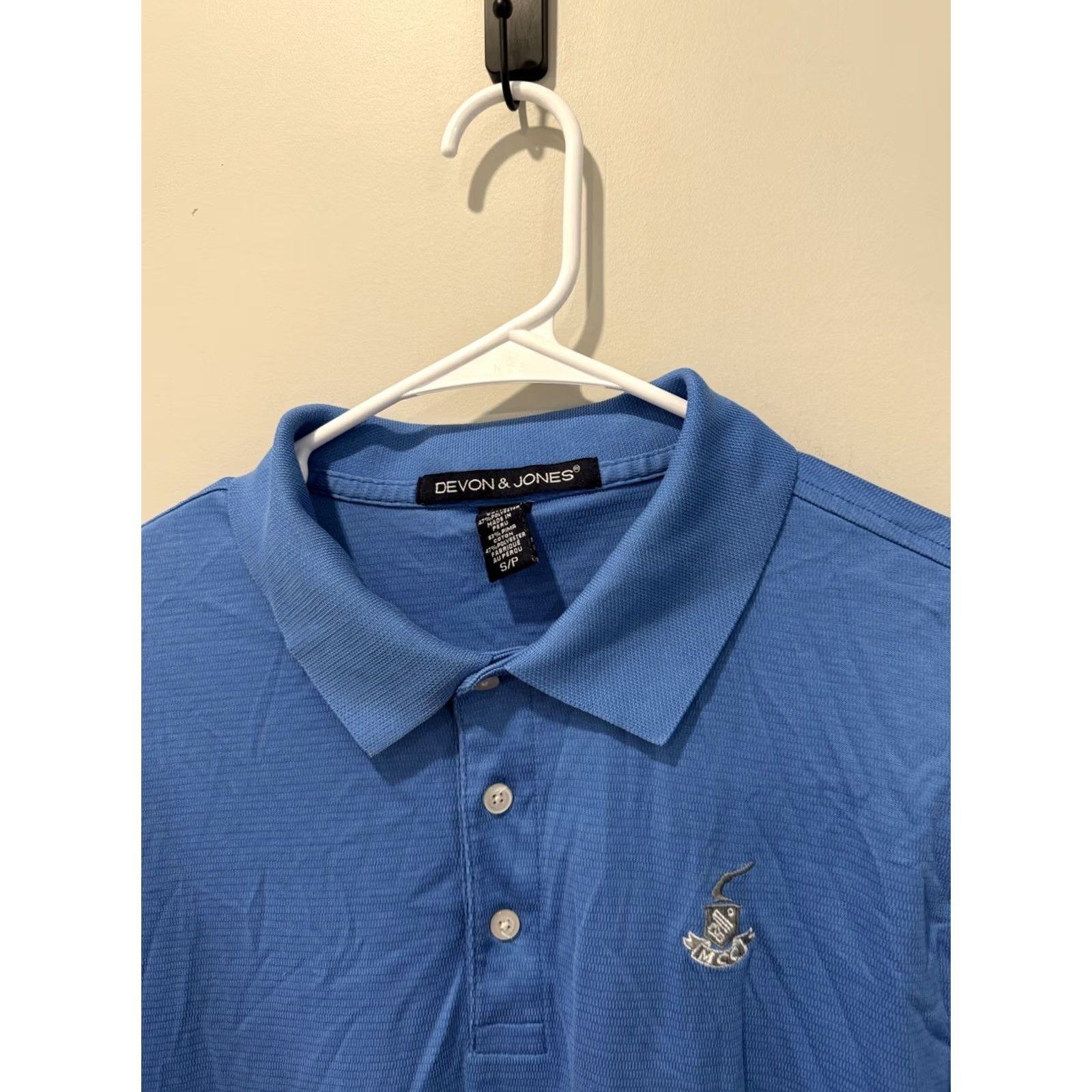 Vintage Devon & Jones Golf Polo Men's Blue Size S Performance Button Collared Merion Cricket Club Size US S / EU 44-46 / 1 - 3 Thumbnail