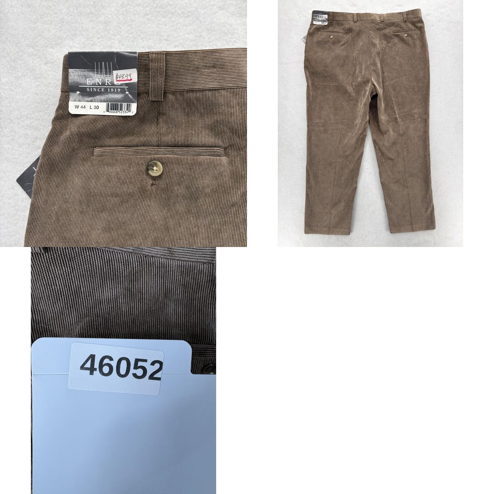 Enro Enro Mens Pants 44x30 Brown Corduroy Stretch Dress Casual Trousers Comfort NWT Size US 44 / EU 60 - 9 Thumbnail