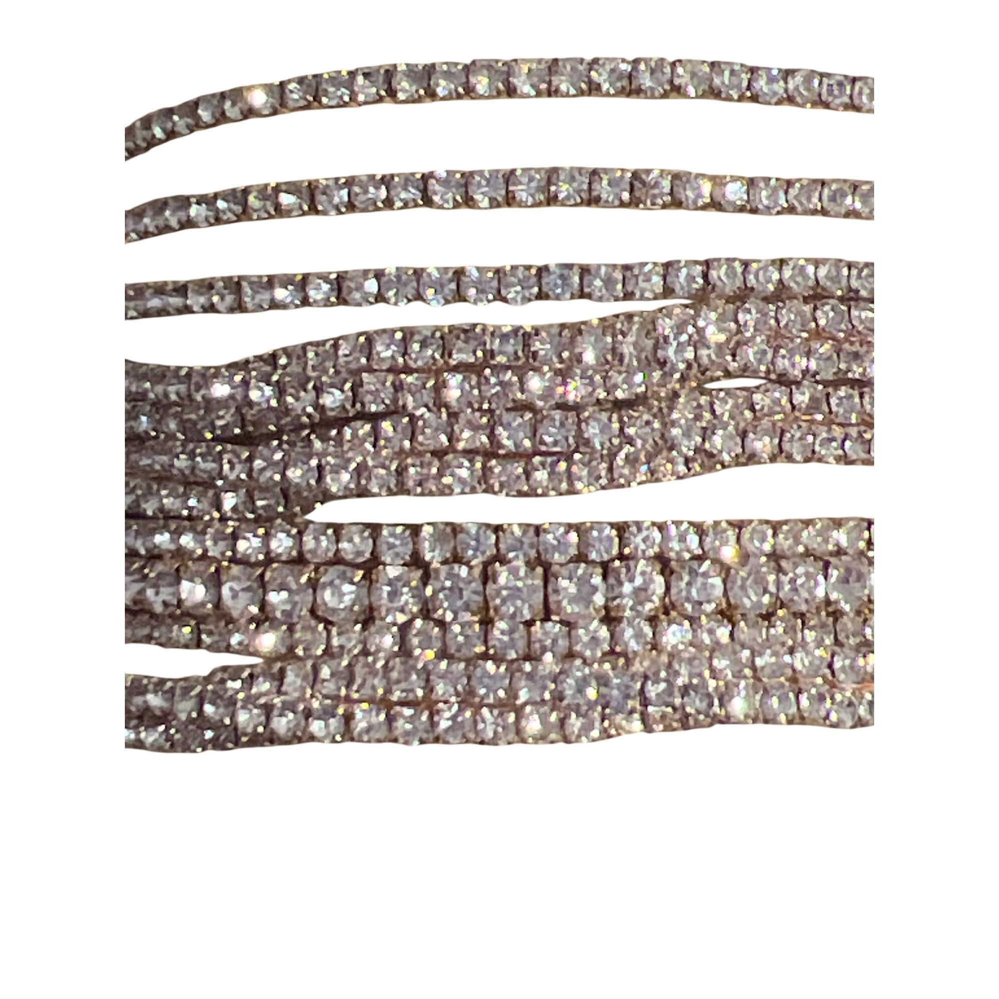 Other Set 5 Glass Rhinestone Silver Tone Bangle Bracelet Set Memor Size ONE SIZE - 2 Thumbnail