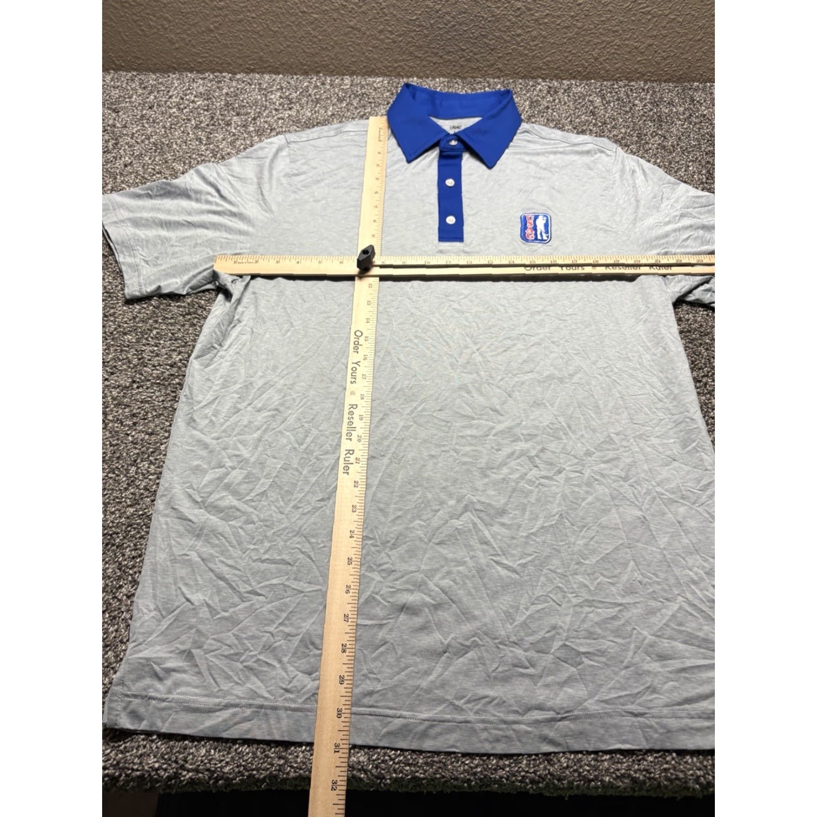 Vintage USGA Polo Mens Large Gray Blue Contrast Collar Polo Shirt Regular Fit Size US L / EU 52-54 / 3 - 5 Thumbnail