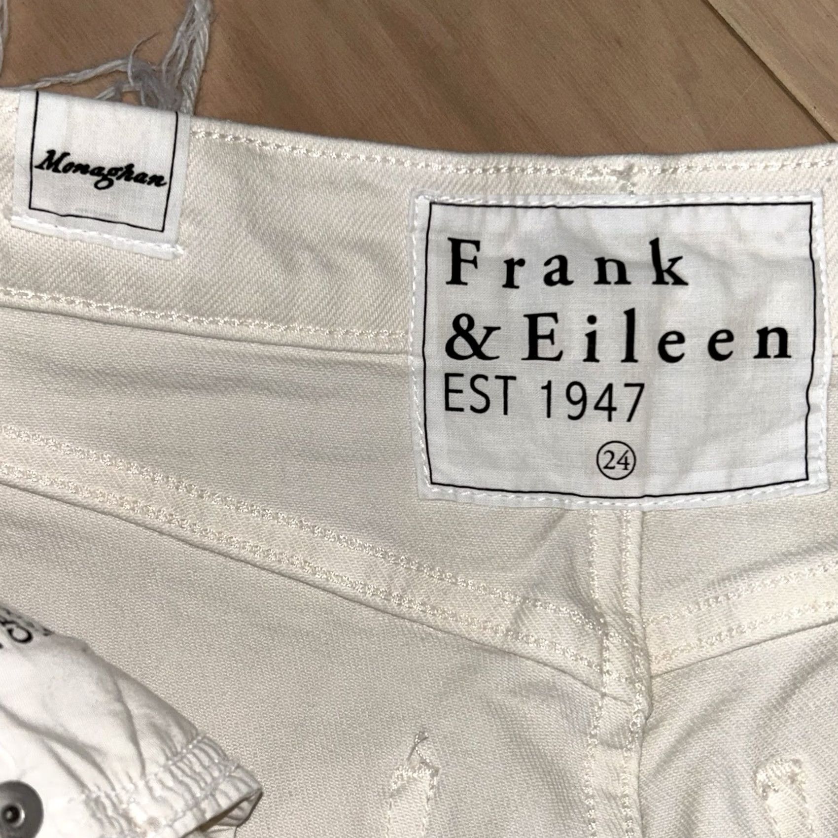 Frank & Eileen Frank & Eileen Monaghan Denim Jeans 24 Cream Cotton Blend USA Made Women’s 5-Pocket Cropped Rise 10.5in Inseam 25in Vintage No Dinom Size 42" / US 20 - 6 Thumbnail