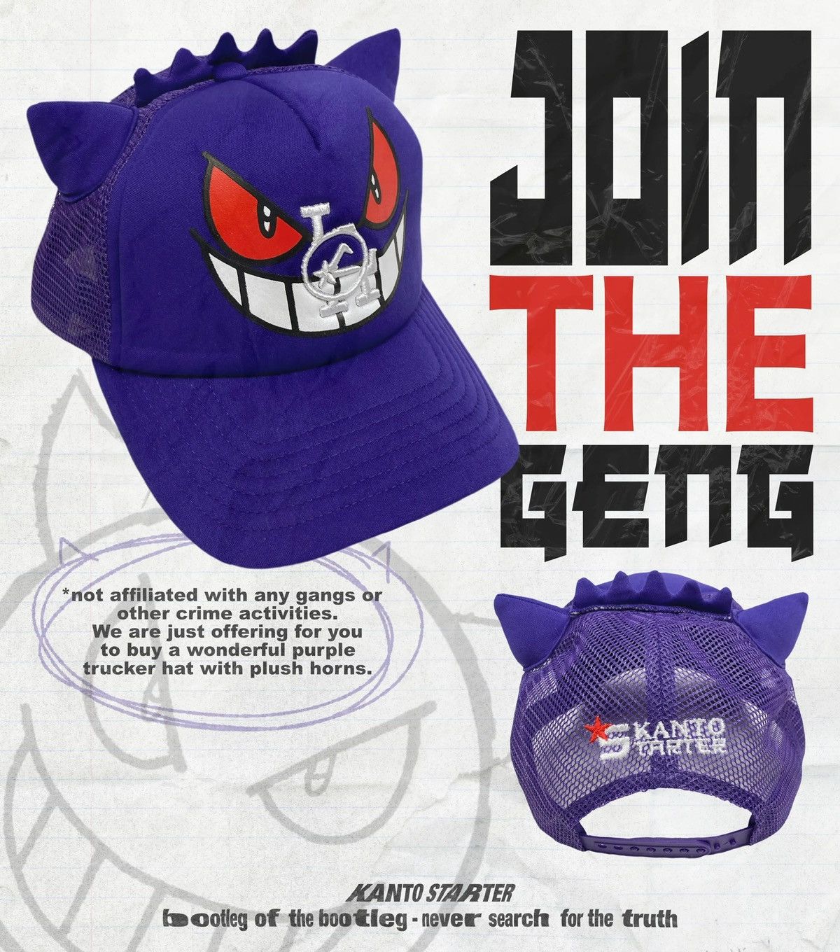 Other Kanto Starter Gengar LA Hat Size ONE SIZE - 7 Thumbnail