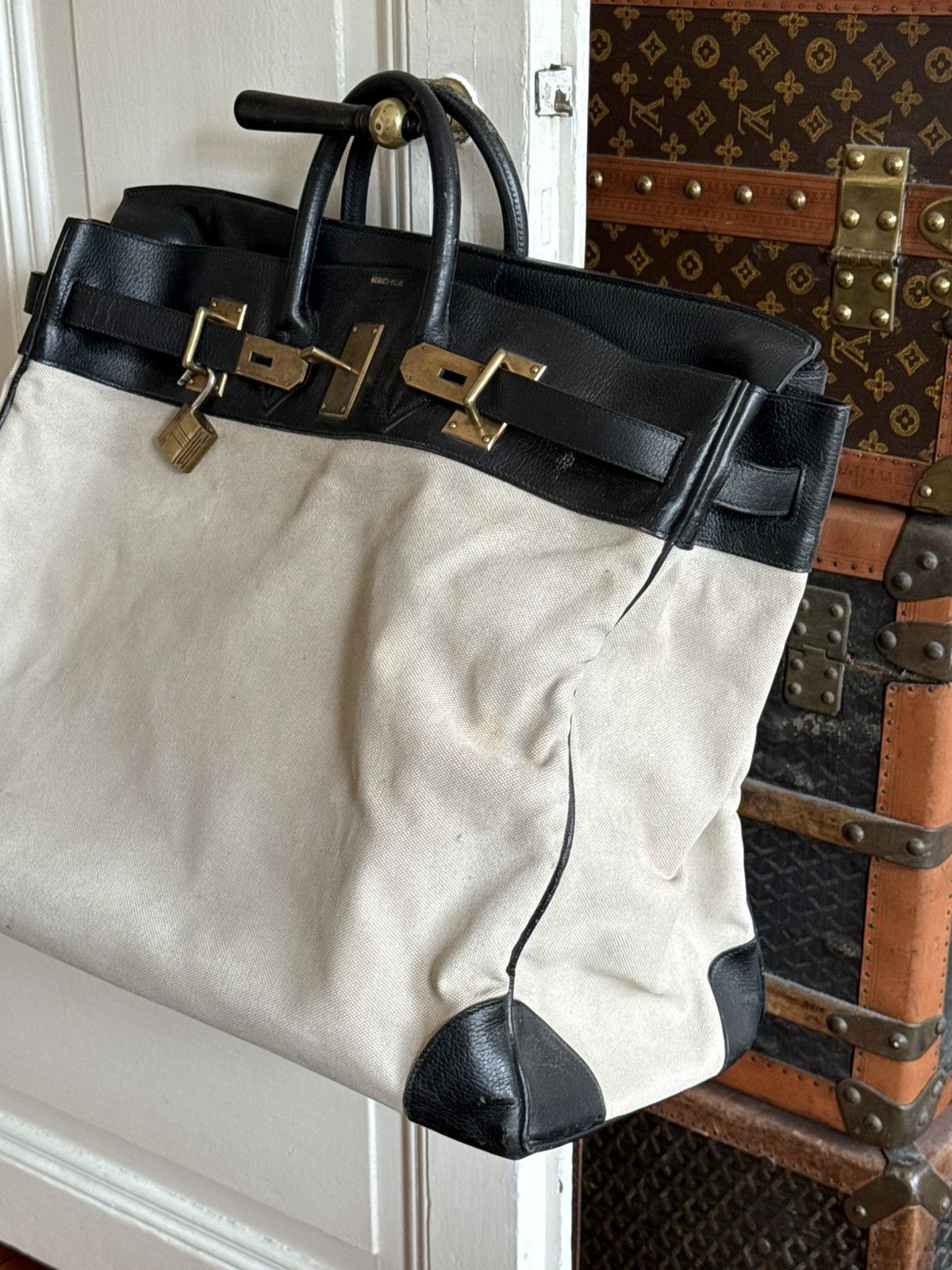 Hermes Hermes Birkin HAC 55 1977 Toille Black Size ONE SIZE - 2 Thumbnail