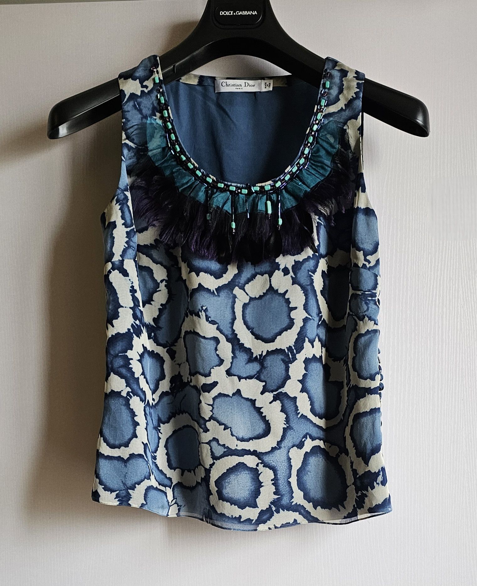 Dior Dior Women's Silk Feather Glazed Vest Tank Top Size 6 Size M / US 6-8 / IT 42-44 - 1 Thumbnail