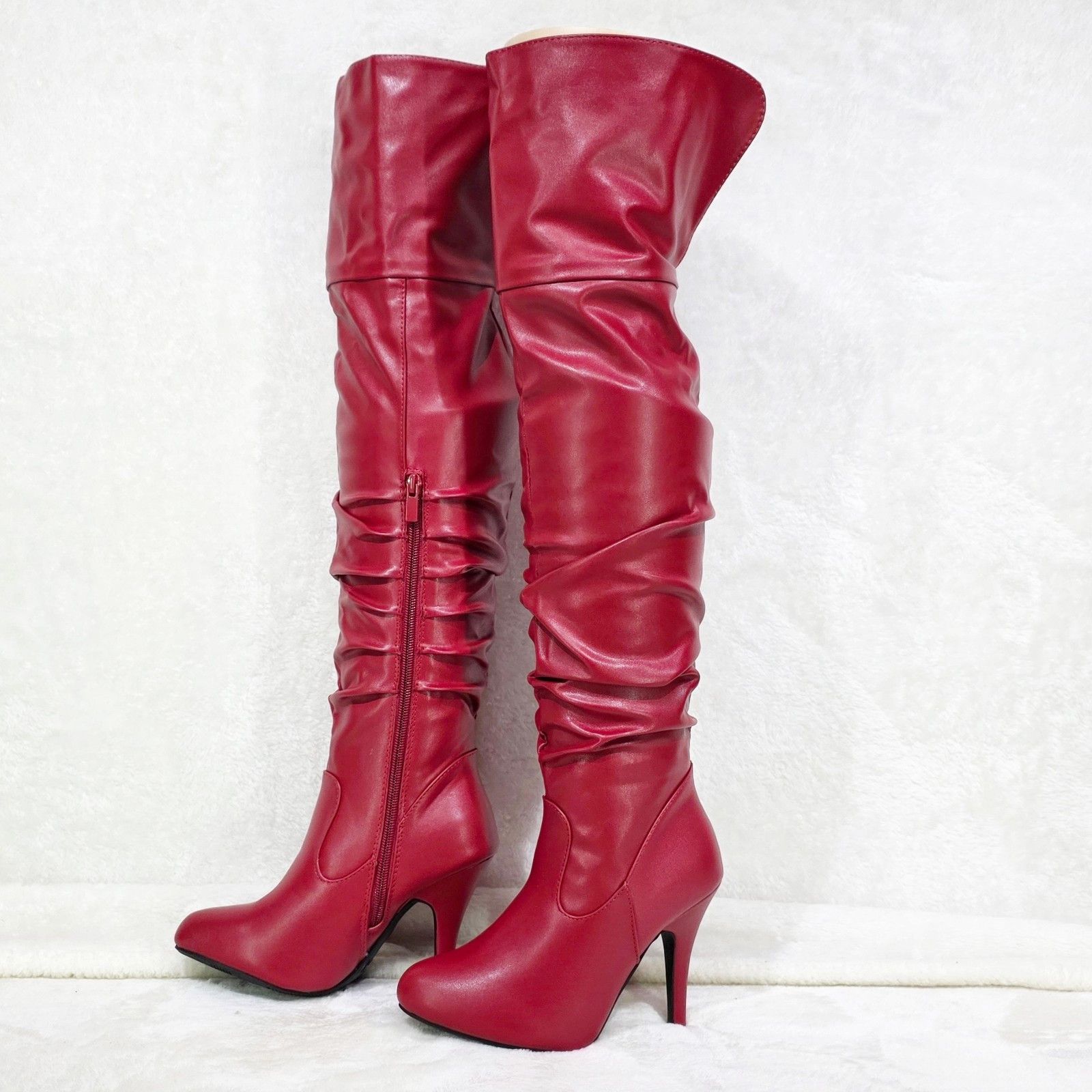 Other Victoria Red Over The Knee Slouch Scrunch Thigh Boots High H Size US 6.5 / IT 36.5 - 2 Thumbnail