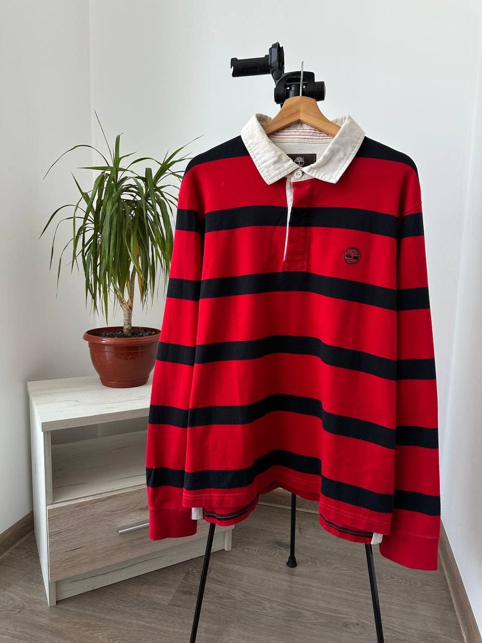 Timberland × Vintage Vintage Timberland Red Rugby Striped Sweatshirt Size US XL / EU 56 / 4 - 4 Thumbnail
