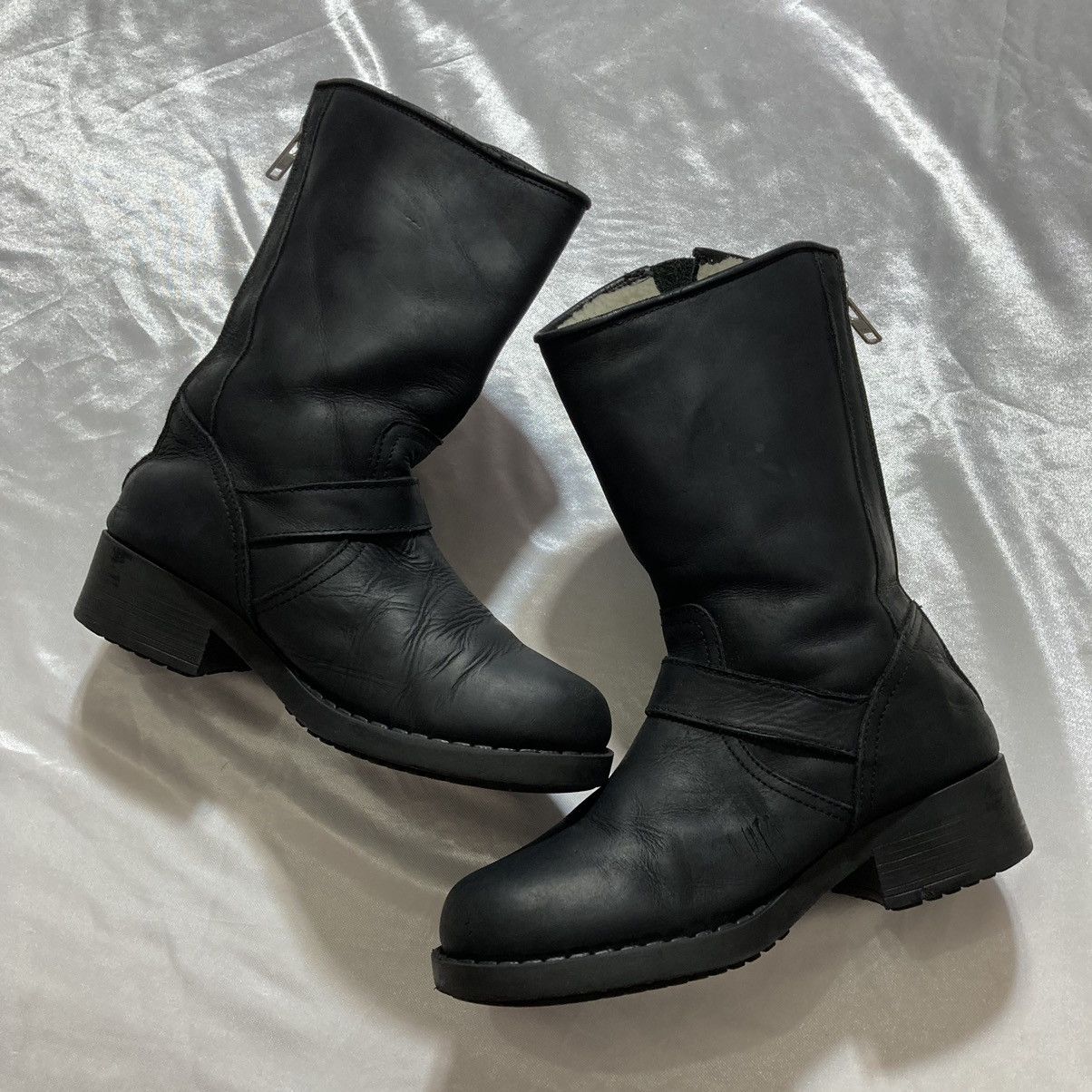 Dirk Bikkembergs JOHNNY BULLS - Western Leather Biker Boots Bondage Zip Back Size US 5 / EU 37 - 4 Thumbnail