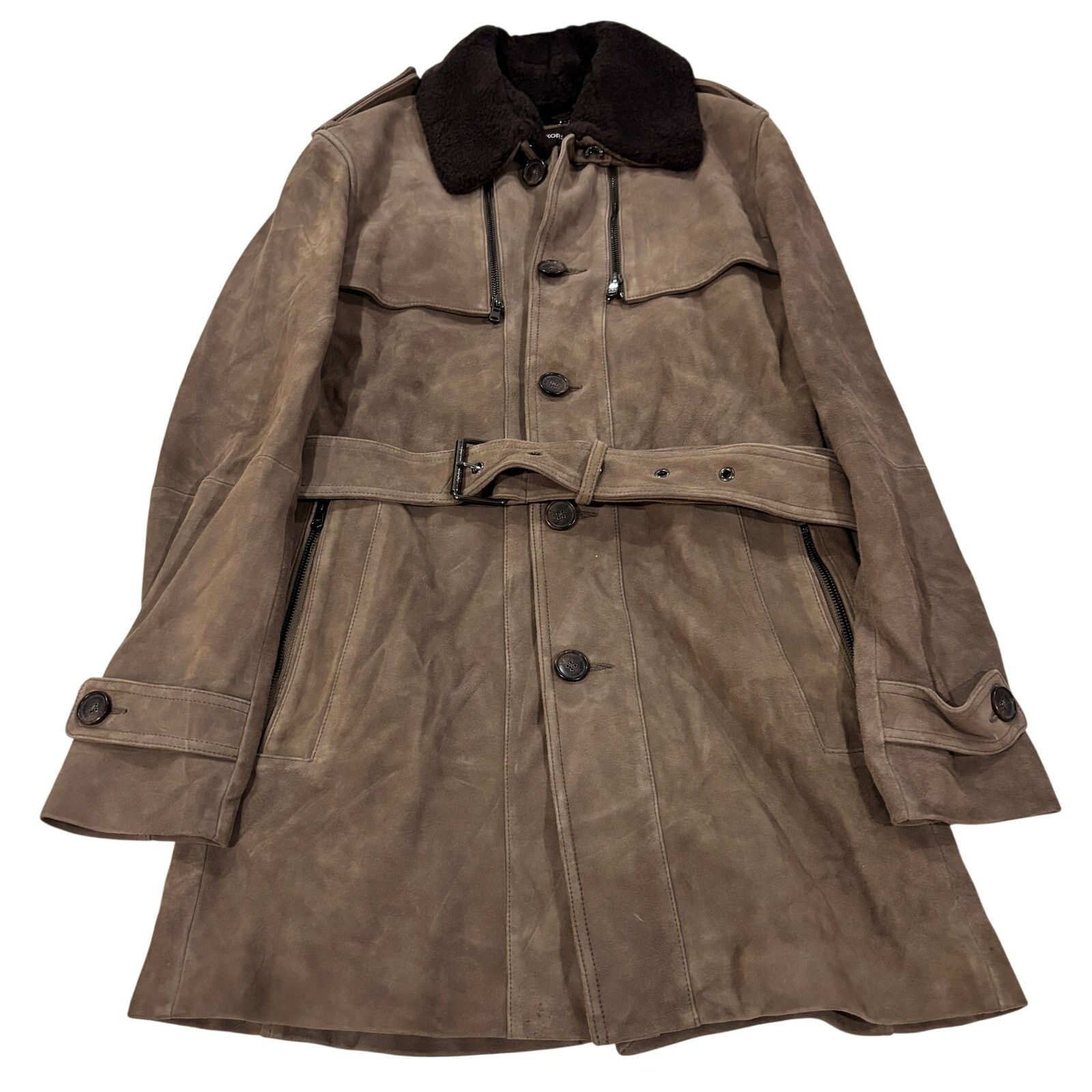 Michael Kors *R46 MICHAEL KORS Suede Trench Coat Faux Fur Collar Medium Size M / US 6-8 / IT 42-44 - 1 Thumbnail
