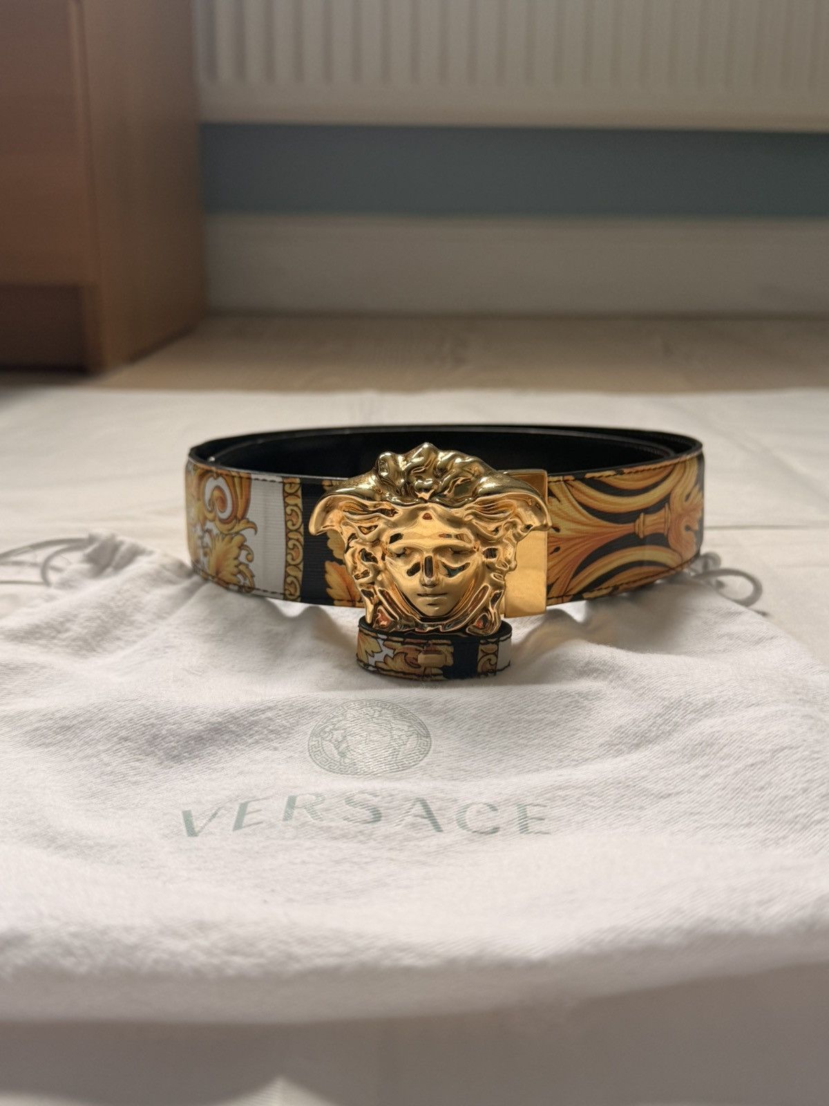 Versace Versace Medusa Reversible Baroque Leather Belt Made In Italy Size 32 - 3 Thumbnail