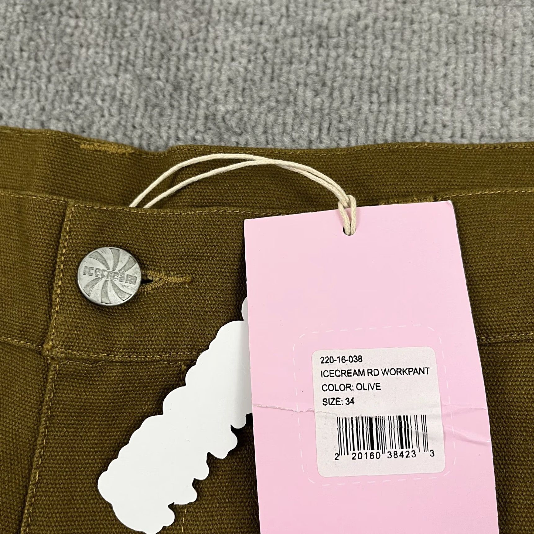 Vintage BBC Icecream Pants Mens 34 x 30 Canvas Olive Green Streetwear Straight Leg Workwear Regular 34 30 Green Mens Size US 34 / EU 50 - 3 Thumbnail