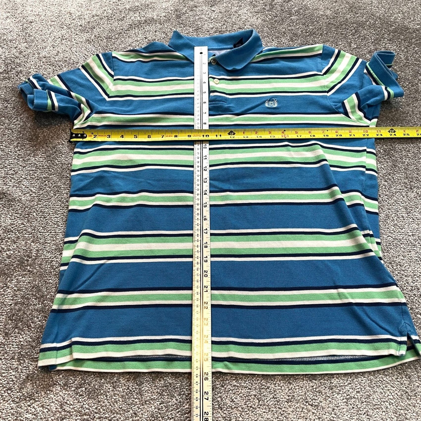Chaps Chaps Polo Shirt Mens L Blue Green Striped Golf Logo Rugby Cotton Preppy Shirt Men Large Blue Size US L / EU 52-54 / 3 - 7 Thumbnail