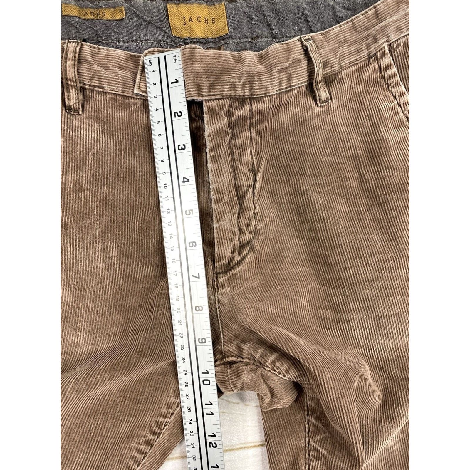 Vintage JACHS Corduroy Pants Mens 30x31 Brown Slim Straight Fit Tapered 5-Pocket Flat Front Button Zip College Chino Casual Workwear Men Pants Brown Size US 30 / EU 46 - 3 Thumbnail