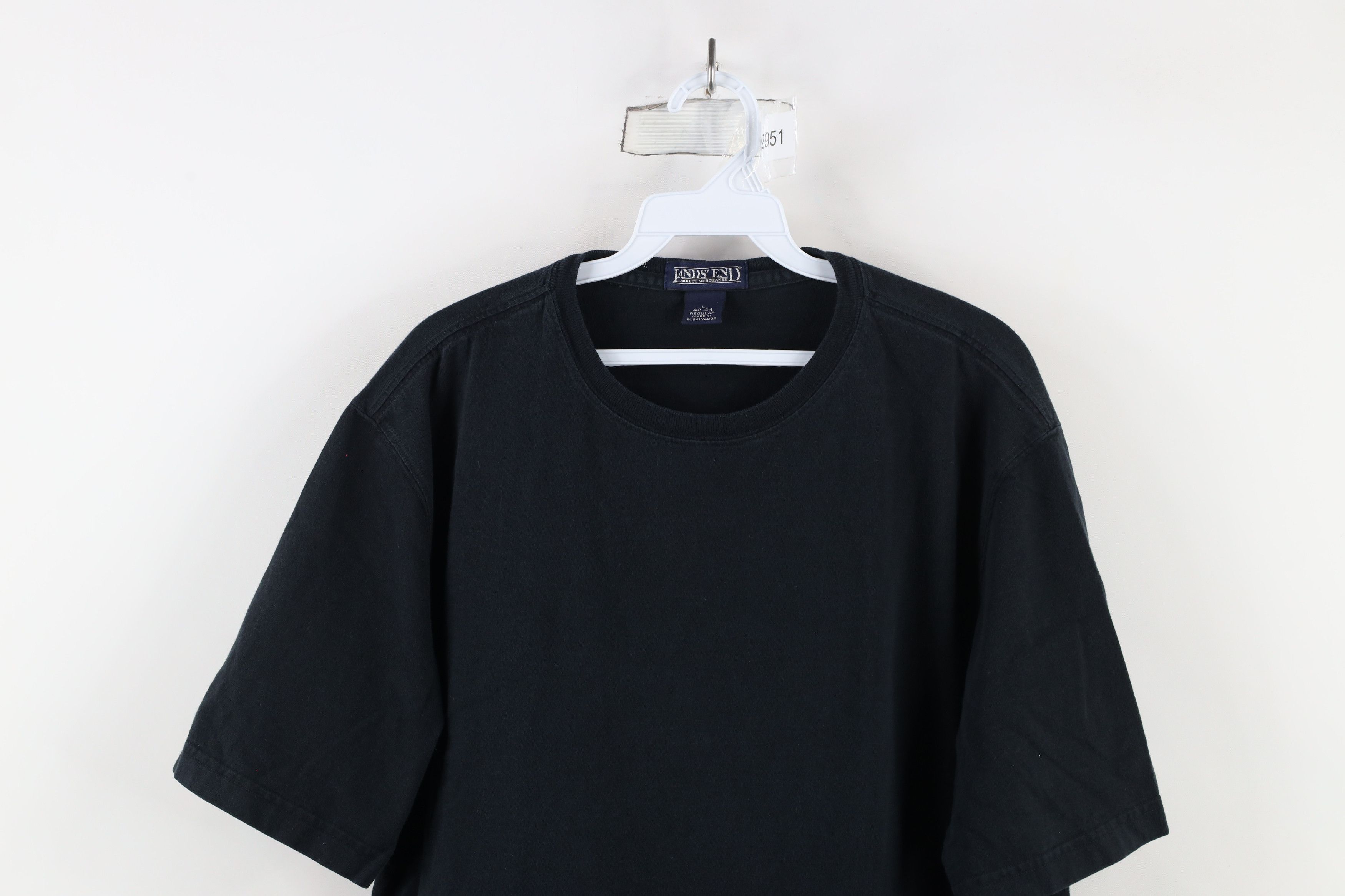 Lands' End × Vintage Vintage 90s Lands End Blank Heavyweight Cotton T-Shirt Black Size US L / EU 52-54 / 3 - 2 Thumbnail