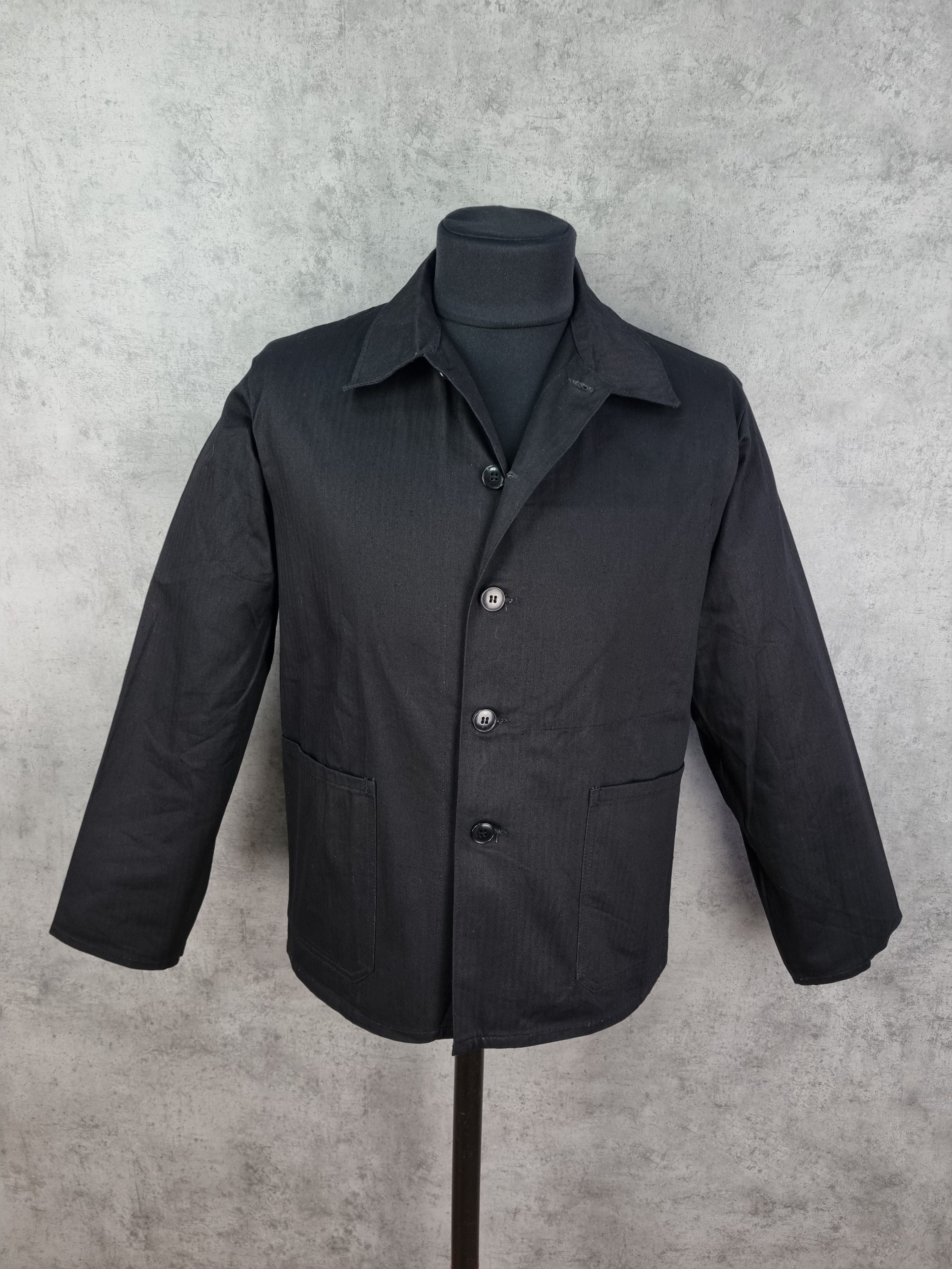 Le Laboureur × Vetra 80s Rare Black Worker Vintage French Chore Jacket Size US M / EU 48-50 / 2 - 2 Thumbnail