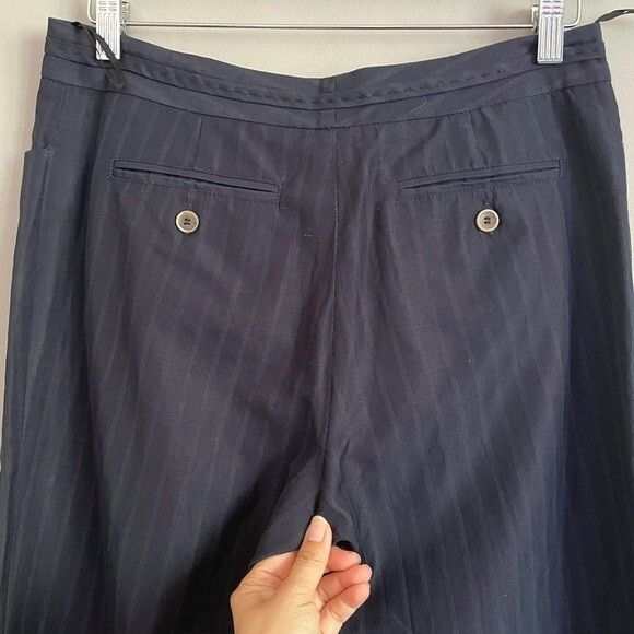 Gerard Darel Gerard Darel Navy Pinstripe Wool Straight Leg Trousers - M Size 28" / US 6 / IT 42 - 11 Thumbnail