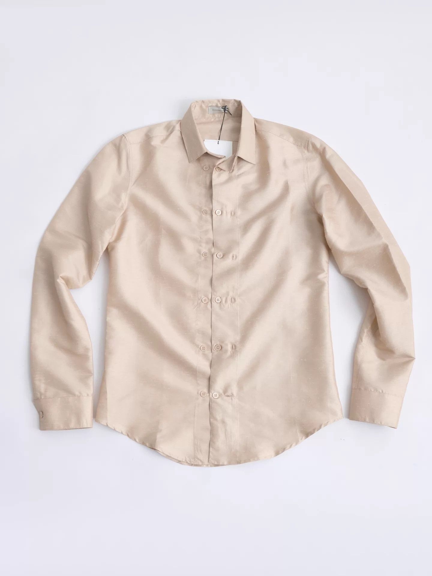 Balenciaga BALENCIAGA Nicolas 08ss Champagne DB Silk-Poly Shirt Size US XS / EU 42 / 0 - 8 Thumbnail