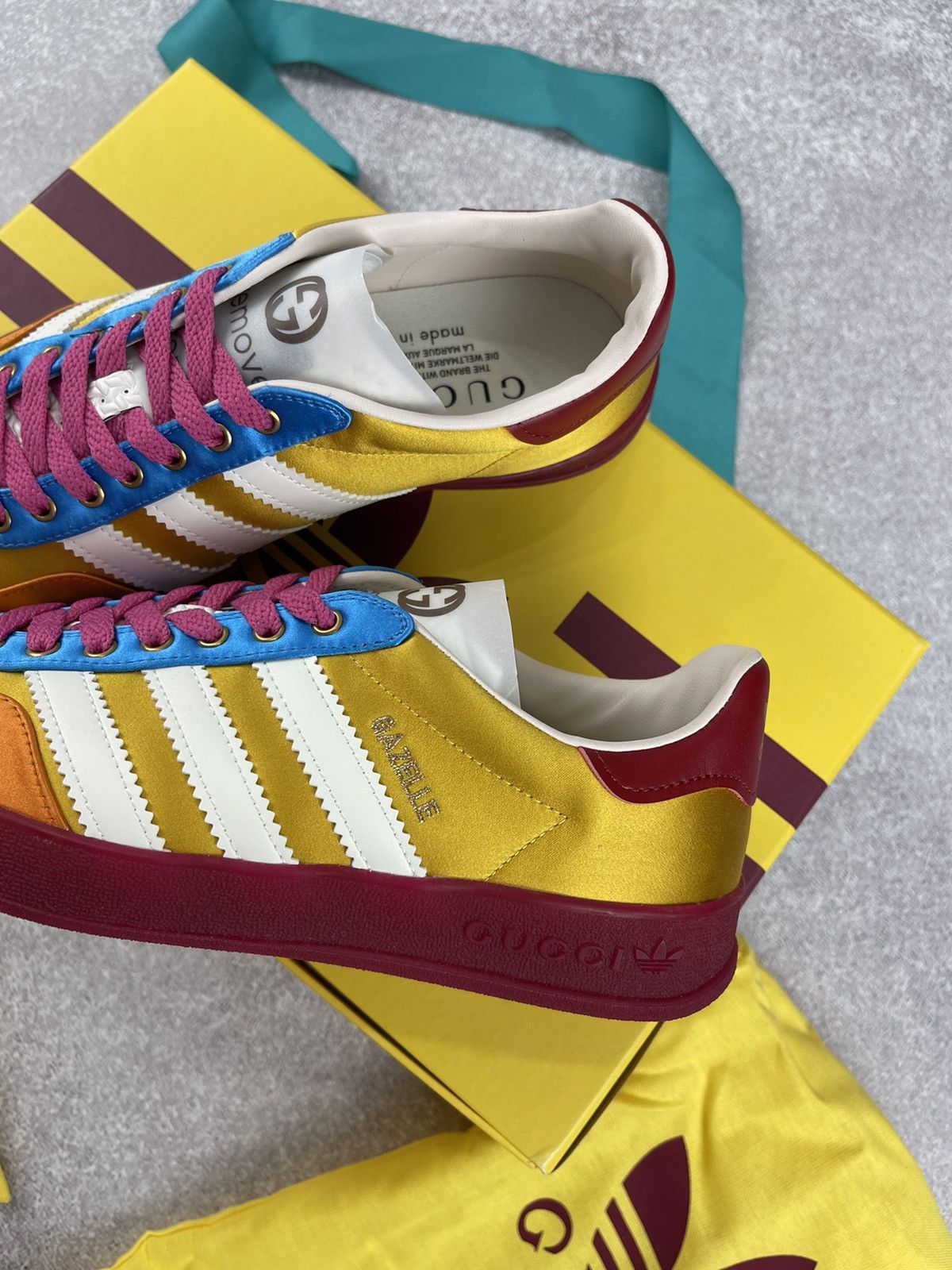 Adidas × Gucci Adidas x Gucci Gazelle Yellow/White/Red Sneakers Size 36 2/3 Size US 5.5 / IT 35.5 - 3 Thumbnail
